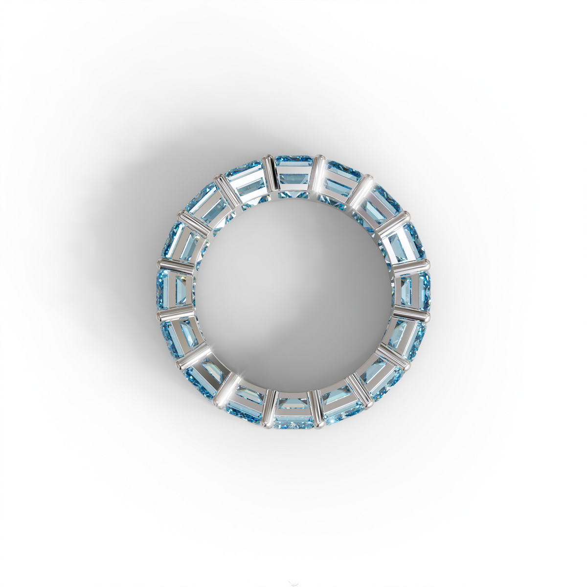 Lab‑Grown Blue Emerald‑Cut Diamond Band – Classic Full‑Eternity Style
