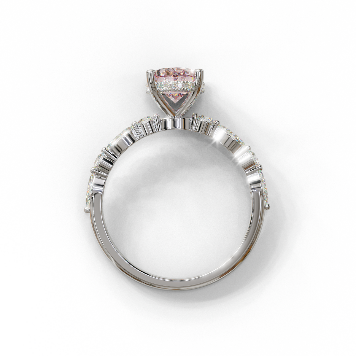2 to 4 Carat Pink Lab Grown Diamond Engagement Ring – Oval Cut Hidden Halo | Odette