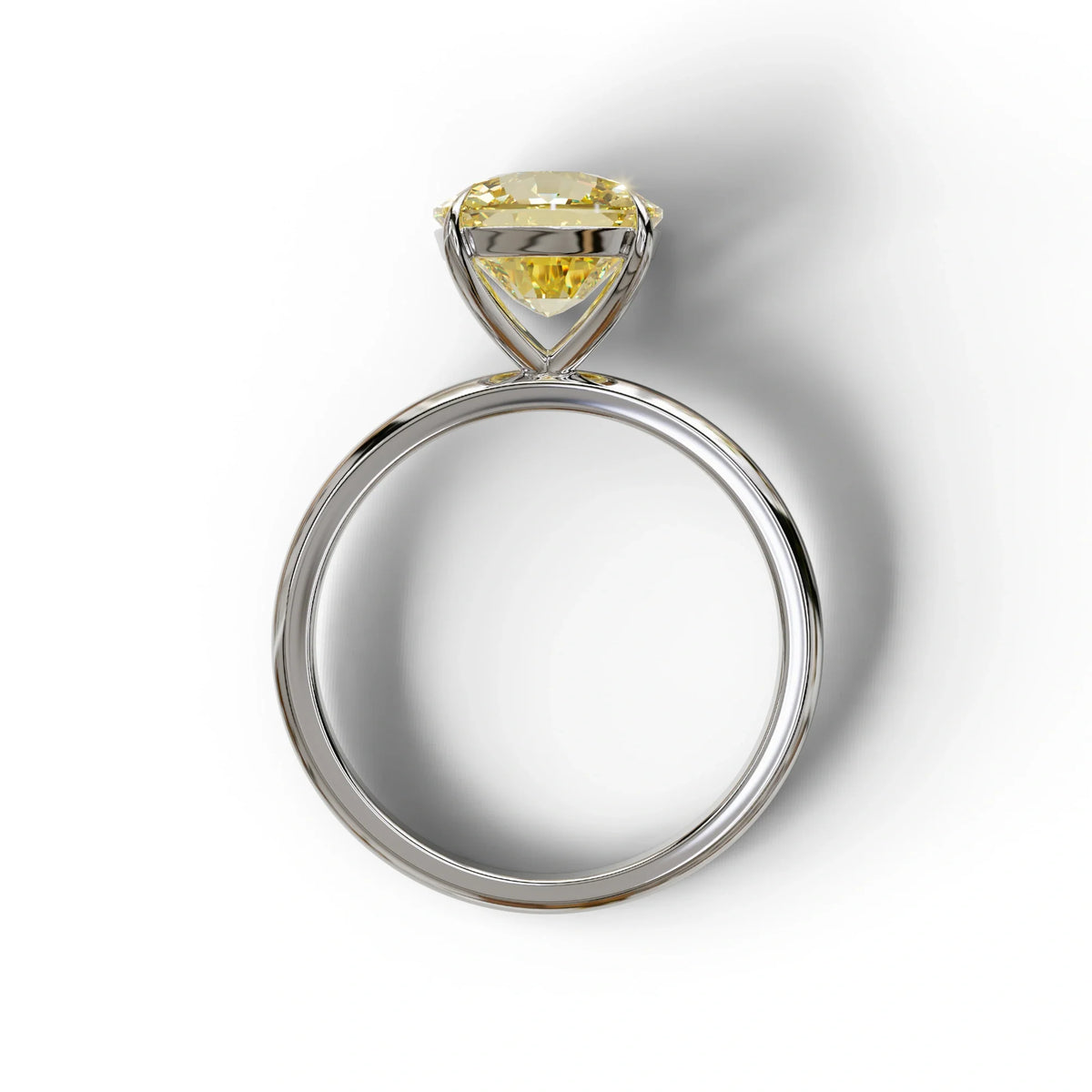 Yellow Cushion Cut Solitaire Lab Grown Diamond Engagement Ring - Mesmera
