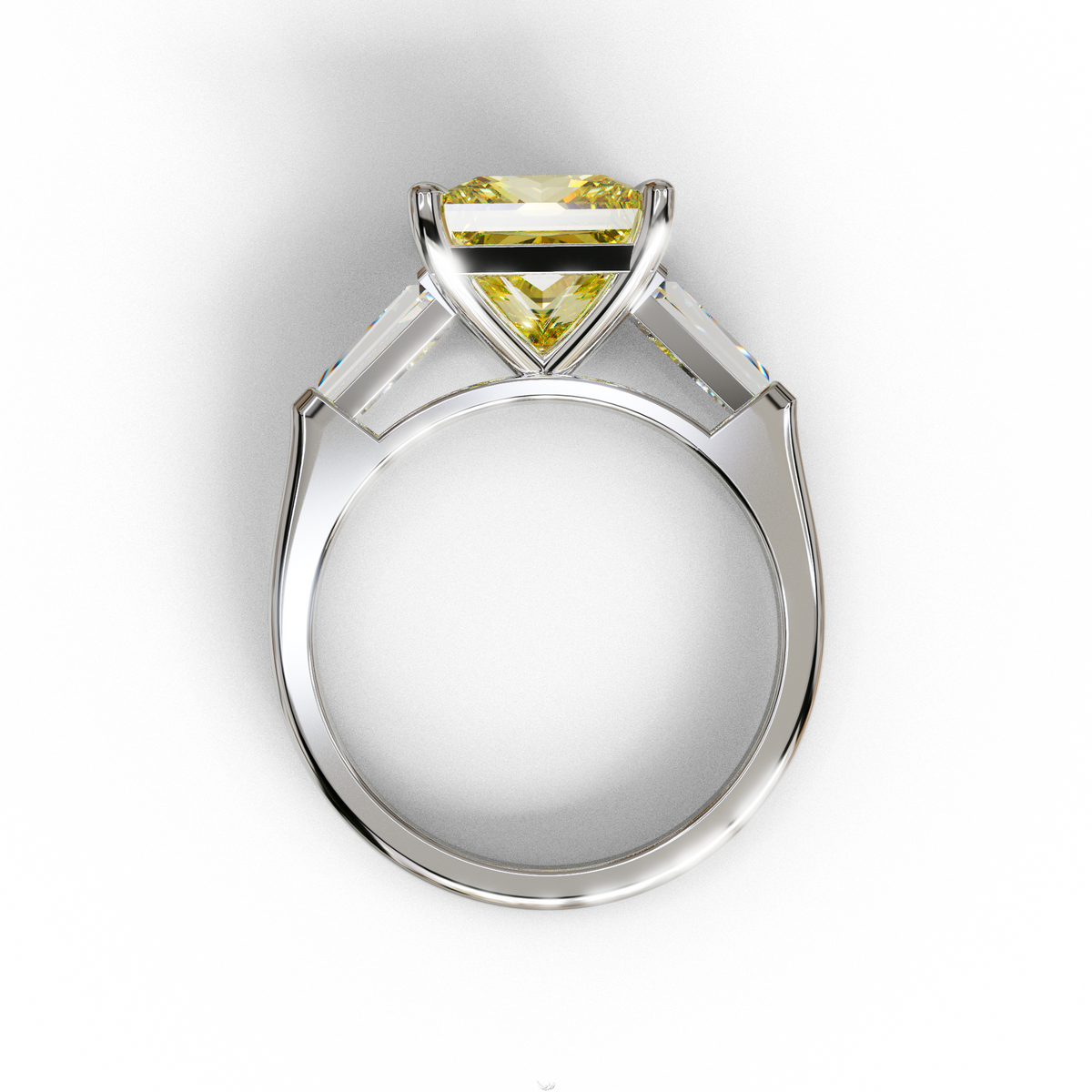 3 Carat Yellow Princess & Baguette Cut Lab Grown Diamond Ring - Alluring