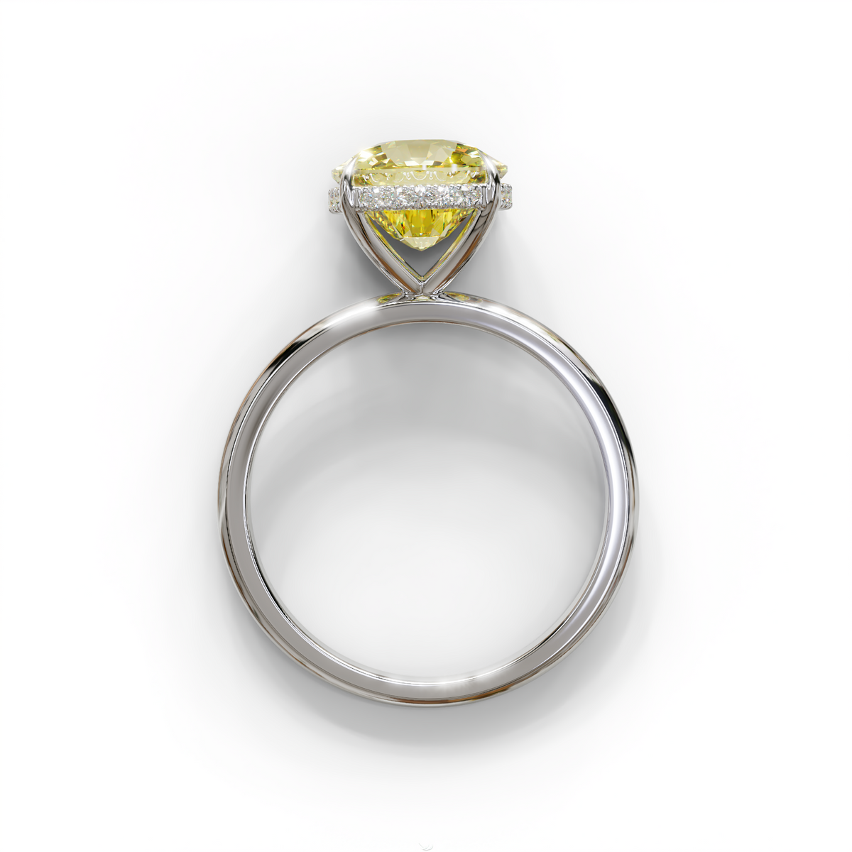 3 Carat Yellow Cushion Lab Diamond Hidden Halo Ring