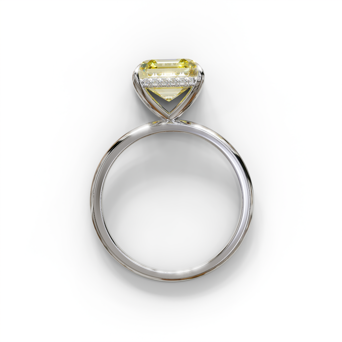 2.5 Carat Yellow Asscher Cut Hidden Halo Setting Lab Grown Diamond Ring