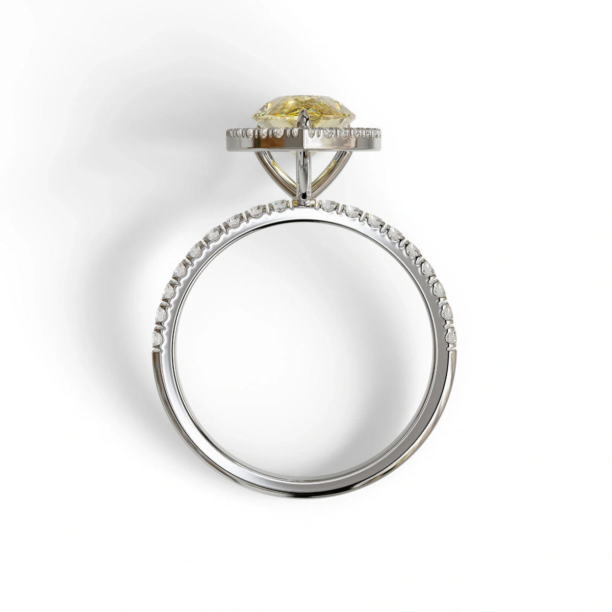 2 Carat Yellow Pear Cut Halo & Pave Lab Diamond Ring - Glam Deck