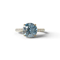3.5 Carat Blue Round Cut Lab Diamond Ring - Halo & Pave Setting Wedding Ring - 10K Solid Gold / Yellow Gold