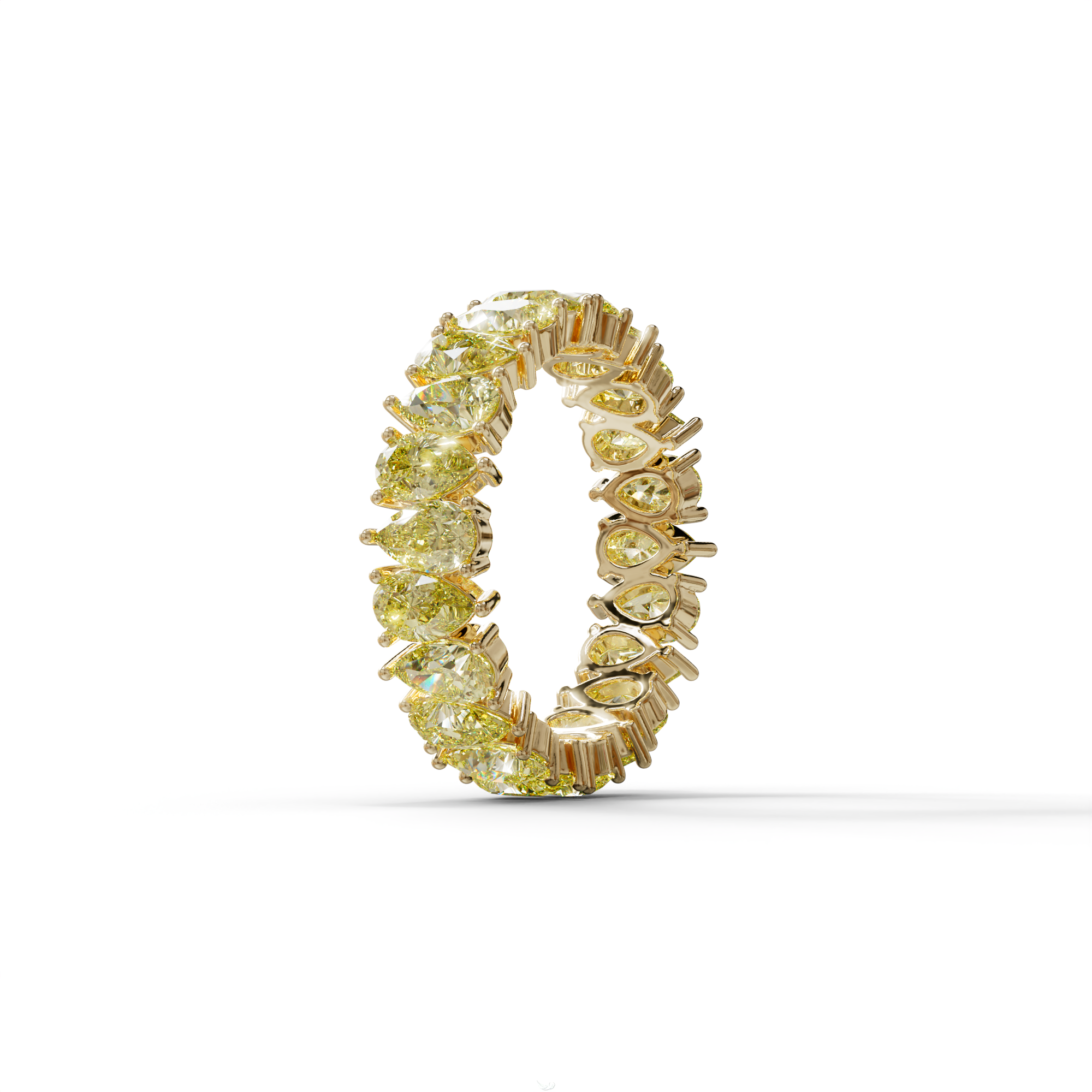 Yellow Pear Diamond Full Eternity Band - Stackable Ring
