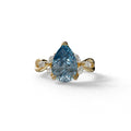 3 Carat Blue Pear Cut Cluster-Vintage Setting Lab Grown Diamond Ring - Celena - 10K Solid Gold / Yellow Gold