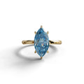 Fancy Blue Marquise Cut Solitaire Lab Grown Diamond Engagement Ring - Celestina - 2 Carat / 10K Solid Gold / Yellow Gold