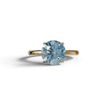 Blue Round Cut Solitaire Lab Diamond Engagement Ring - Italia - 2 Carat / 10K Solid Gold / Yellow Gold