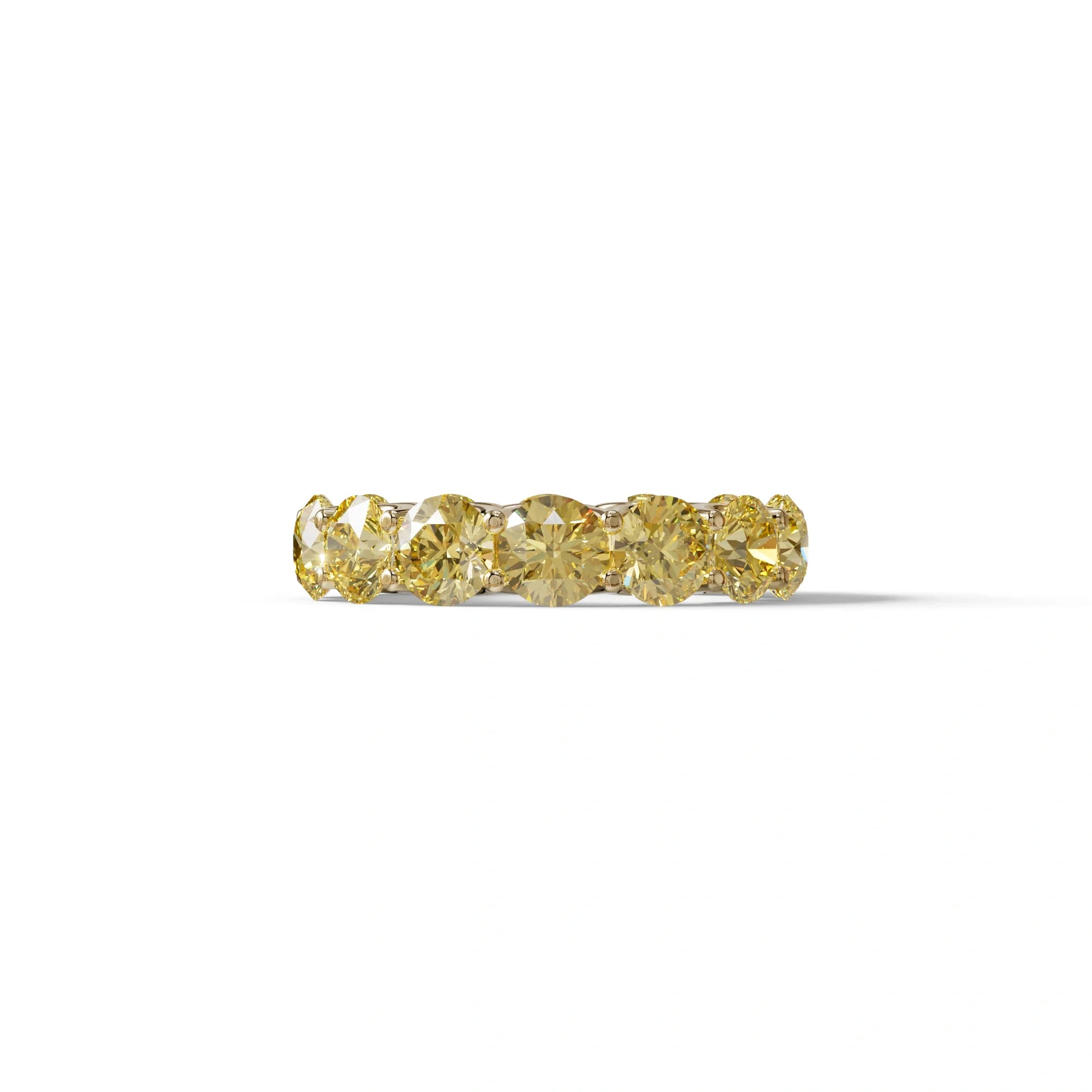 Yellow Round Brilliant Diamond Full Eternity Band in 18k Yellow Gold – Scalloped U-Prong Setting - 10K Solid Gold