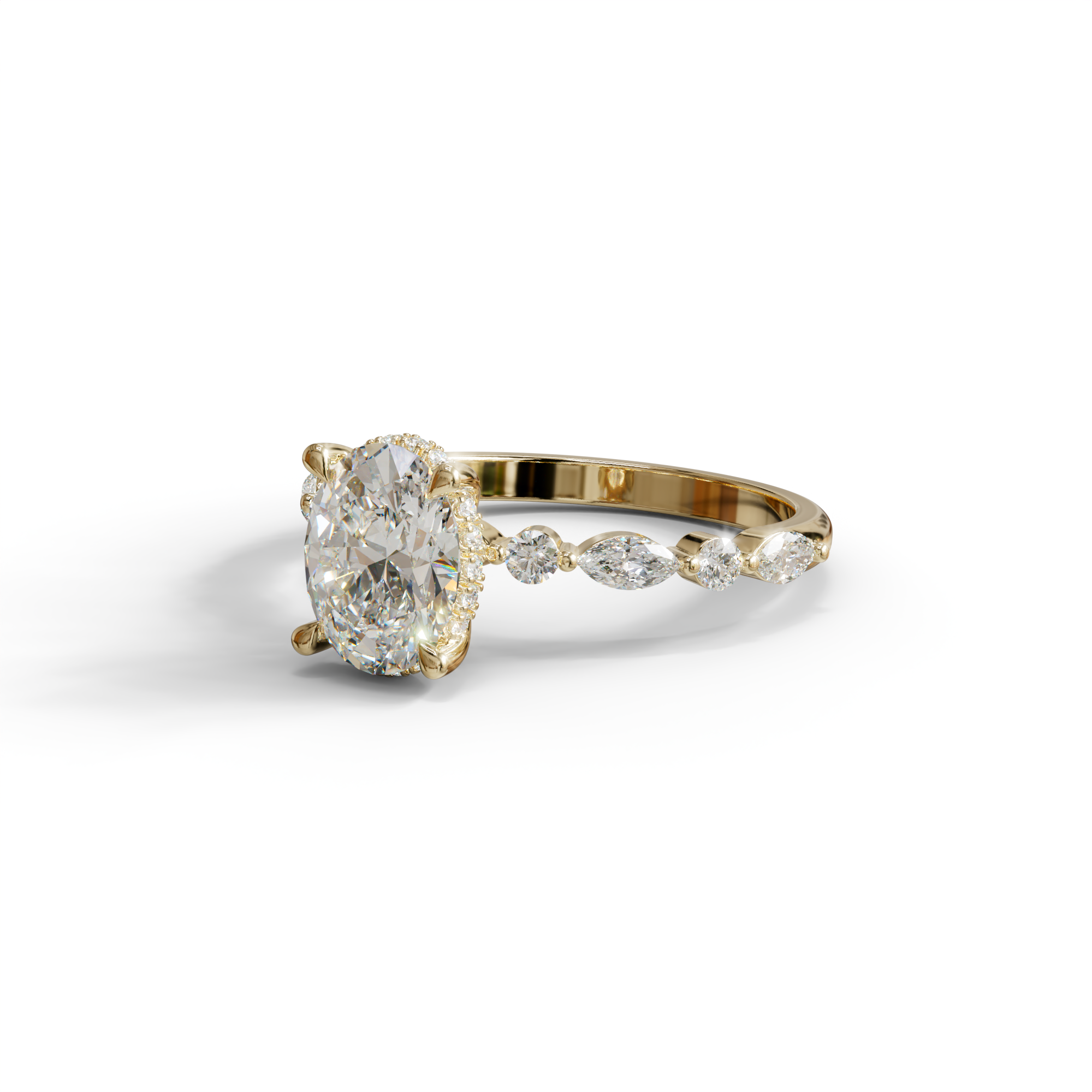 2 Carat E-VVS Oval Cut Hidden Halo & Pave Lab Diamond Ring - Laina