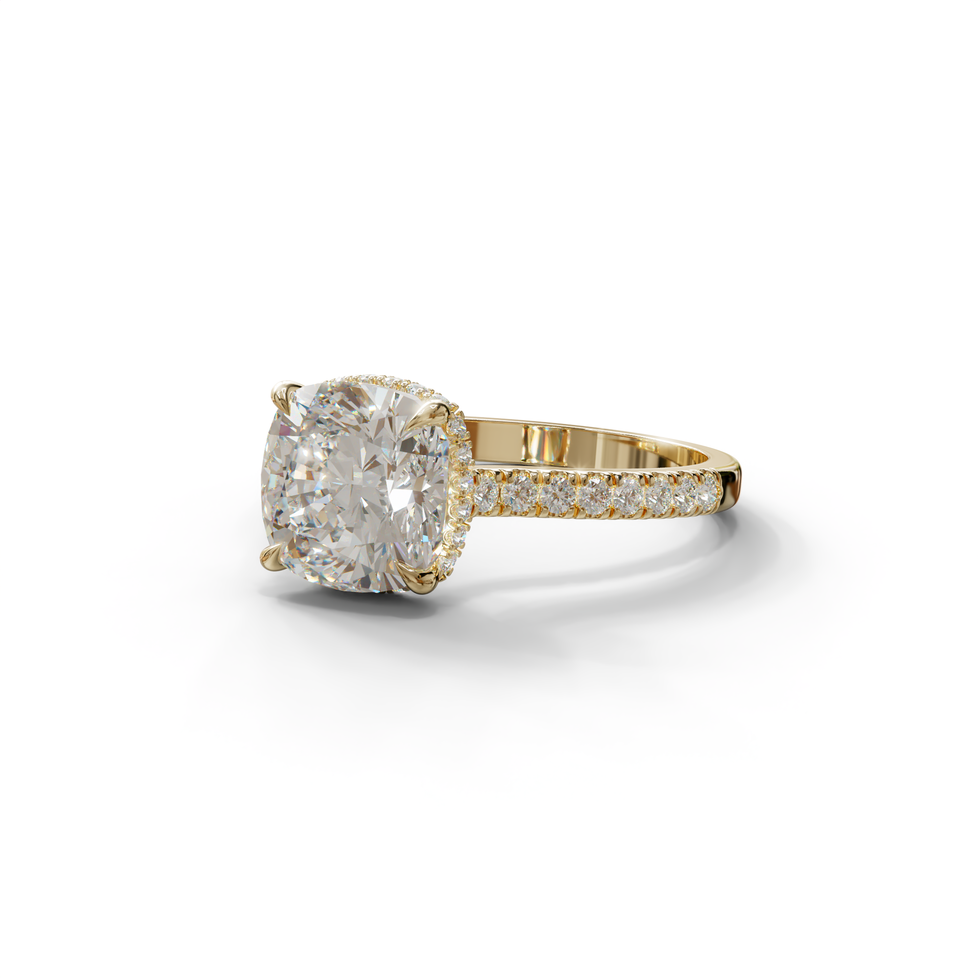 E VVS 2.5 Carat Cushion Cut Hidden Halo & Pave Lab Diamond Ring - Éblouissant