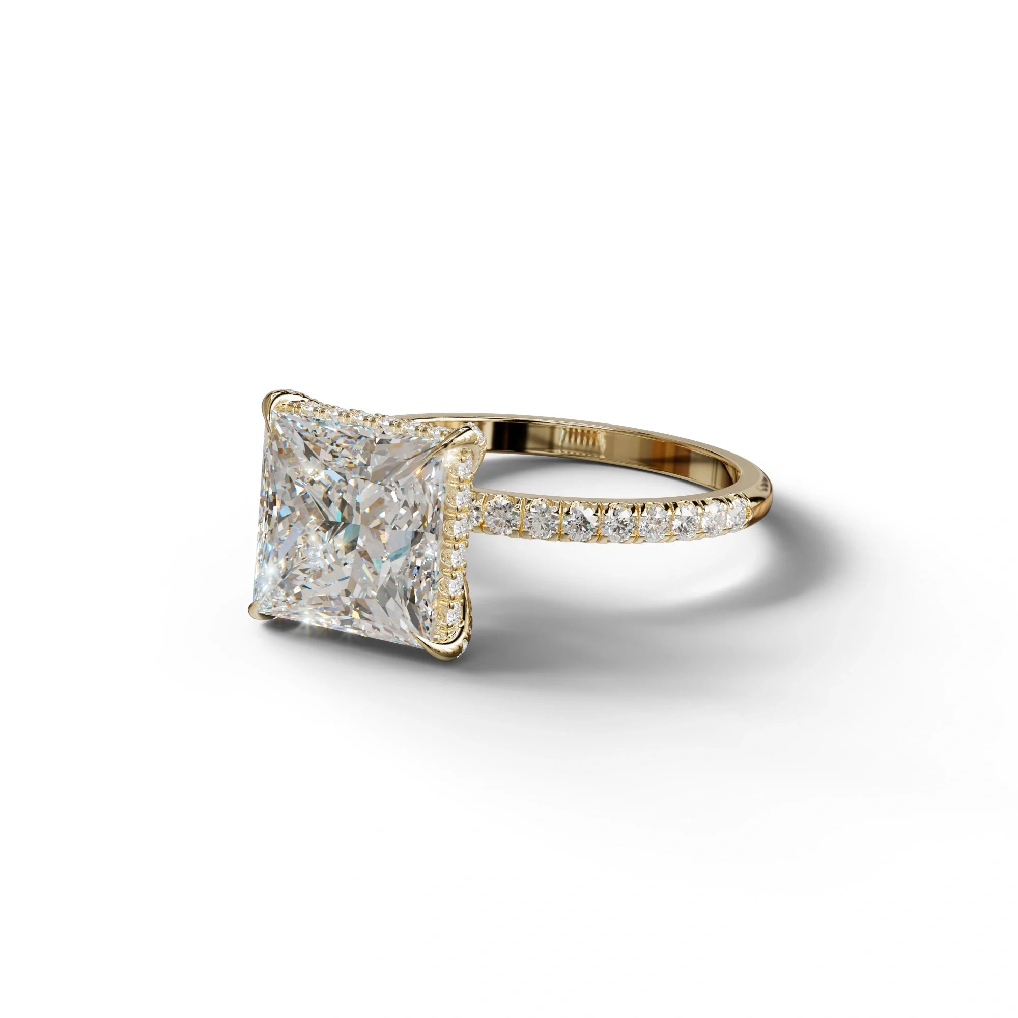 3 Carat E-VVS Princess Cut Hidden Halo & Pave Lab Diamond Ring