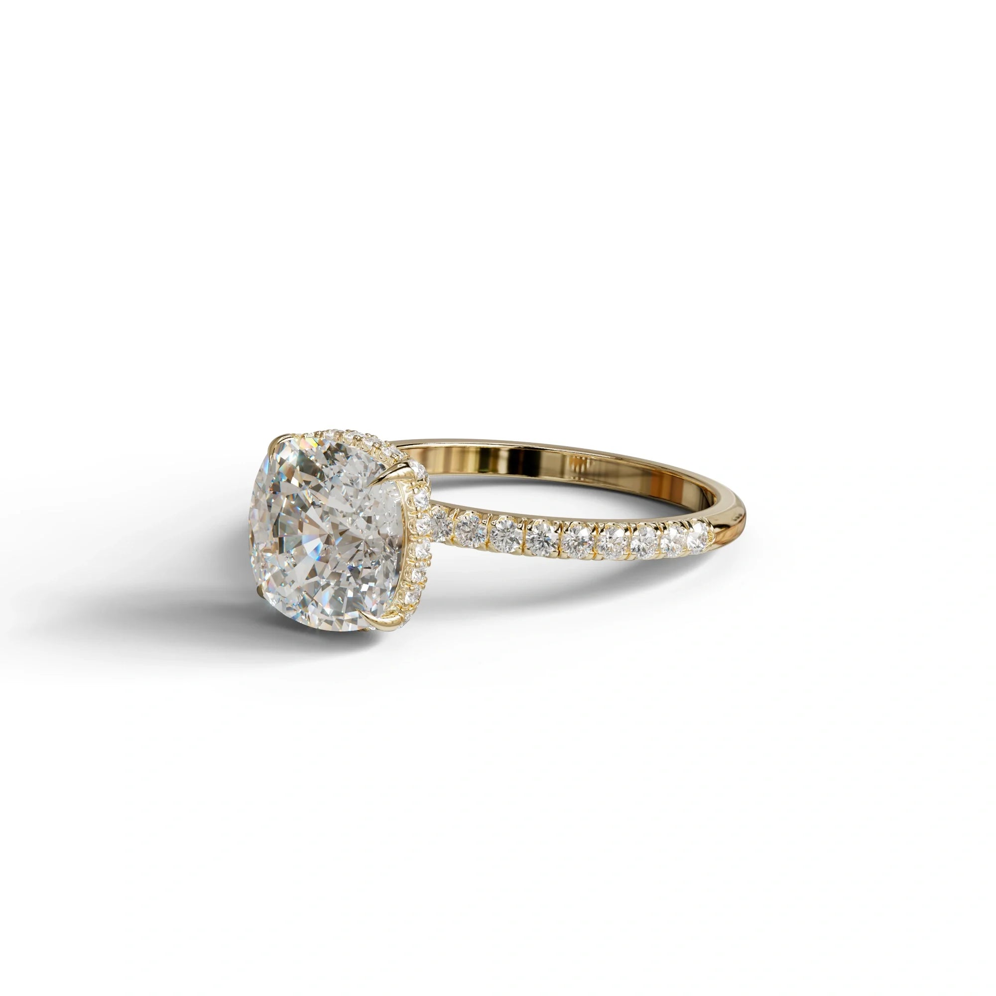 2.5 Carat E-VVS Cushion Cut Hidden Halo & Pave Lab Grown Diamond Ring
