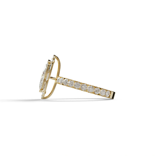 1 Carat E-VVS Marquise Halo Pave Lab Grown Diamond Ring - Luxe