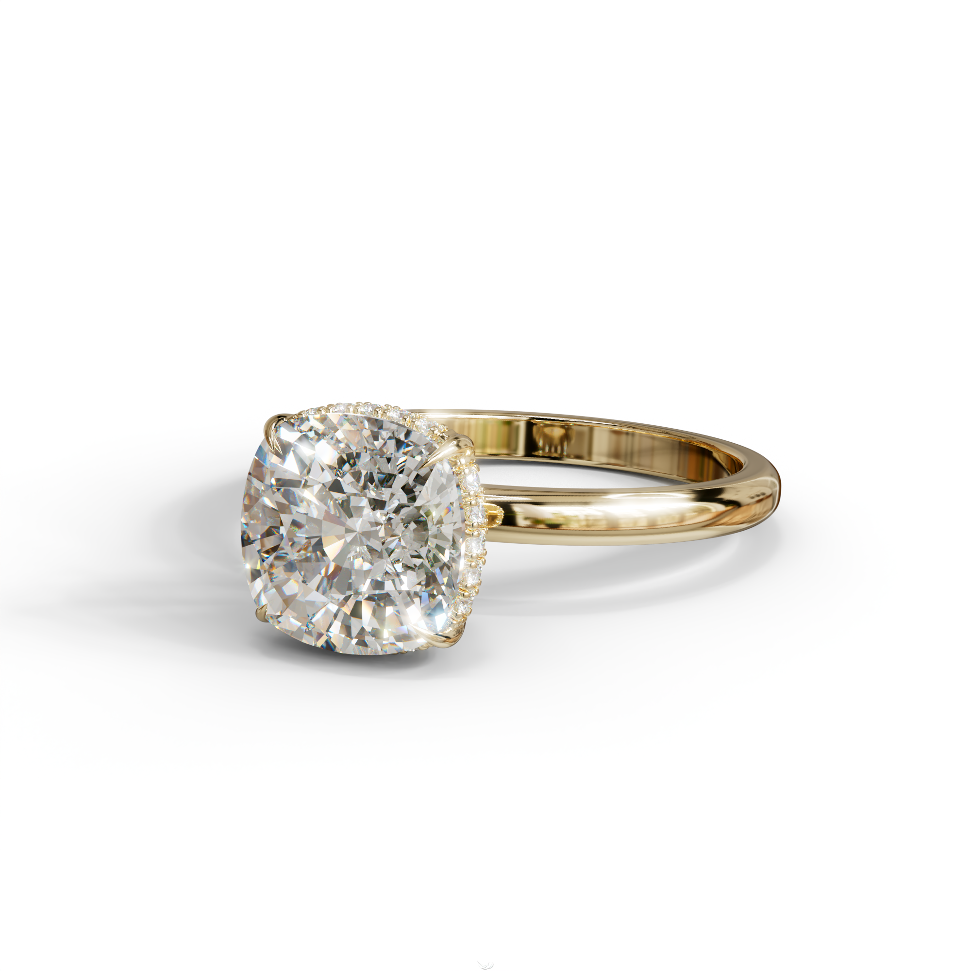 3 Carat E VVS Cushion Lab Diamond Hidden Halo Ring