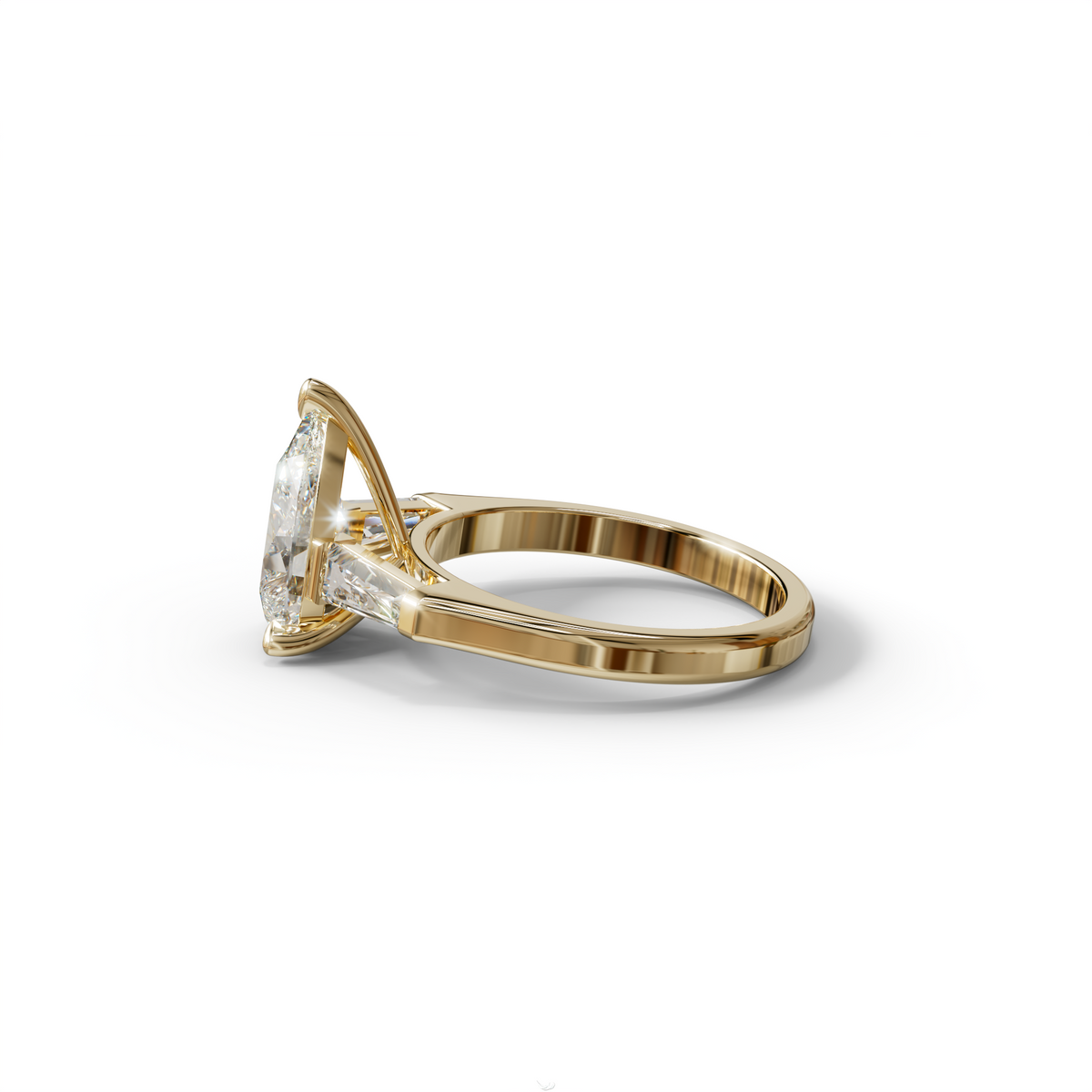 3.40ct E/VVS Pear & Tapered Baguette Three Stone Lab Diamond3.R4i0ncgt -E /BVeVlSl aPear & Tapered Baguette Three Stone