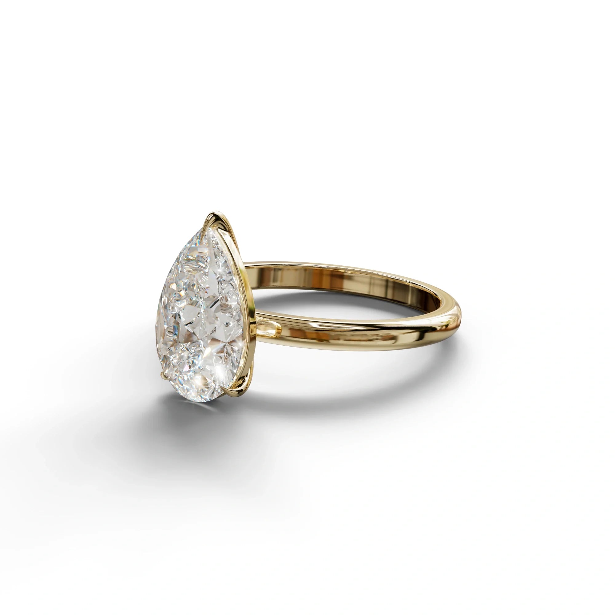 E VVS Pear Cut Solitaire Lab Grown Diamond Engagement Ring - Maniola