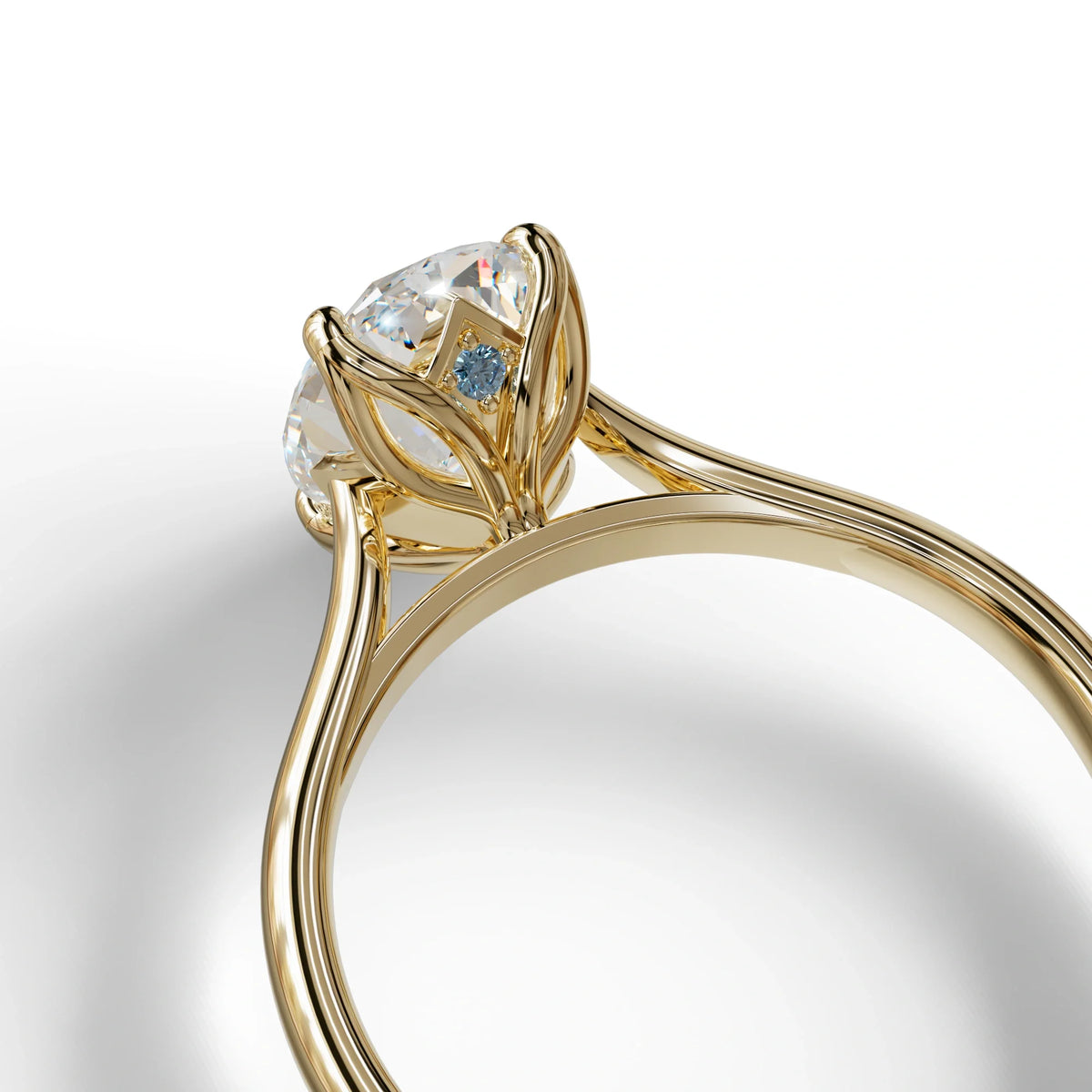 E VVS Oval Cut Hidden Diamond Solitaire Lab Grown Diamond Ring - Secrecy