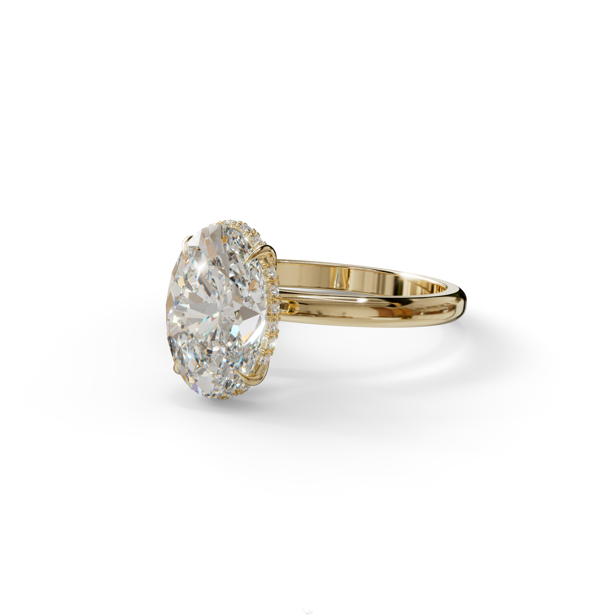 E VVS 2.5 Carat Oval Cut Hidden Halo Lab Diamond Ring - Mi Amor