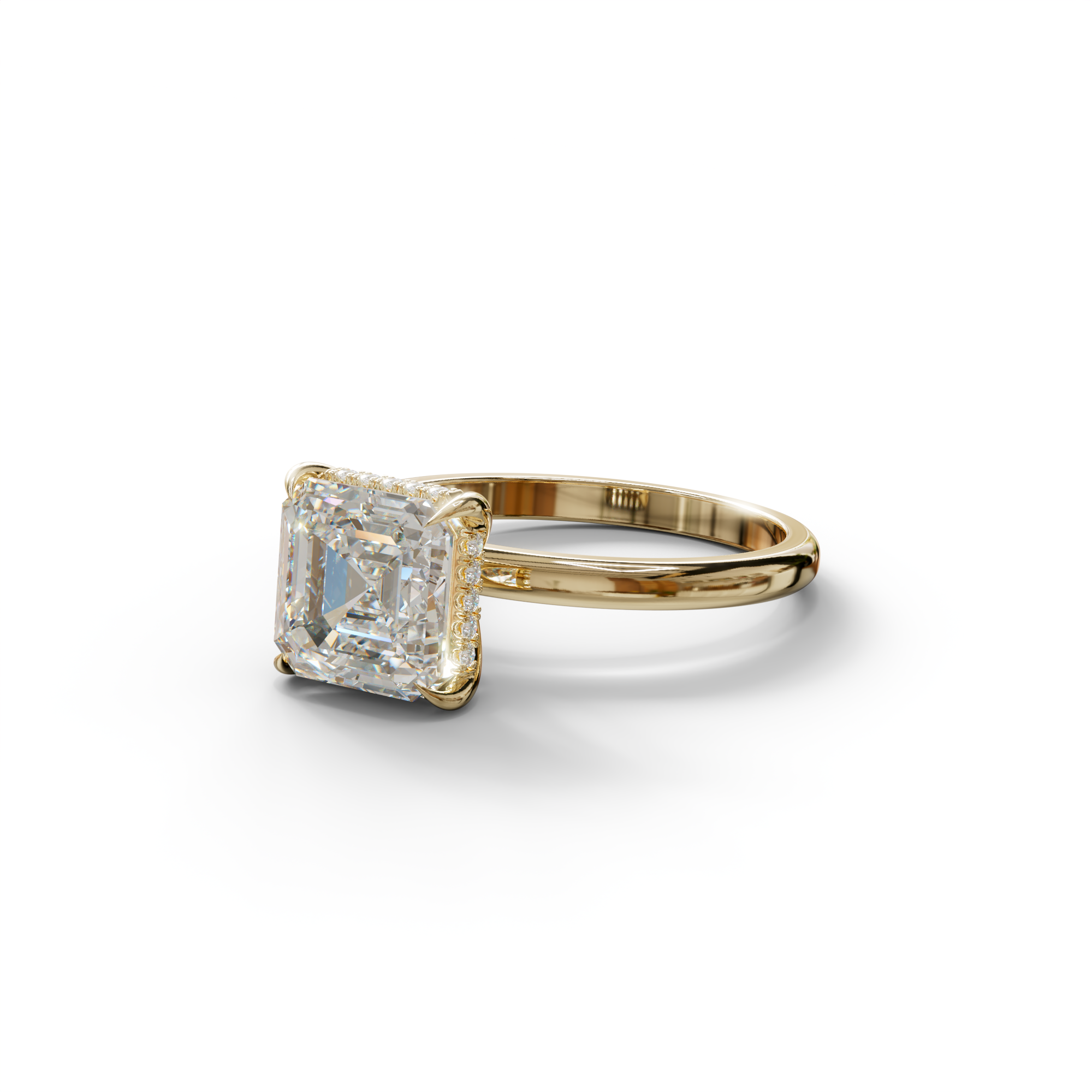 2.5 Carat E-VVS Asscher Cut Hidden Halo Setting Lab Grown Diamond Ring