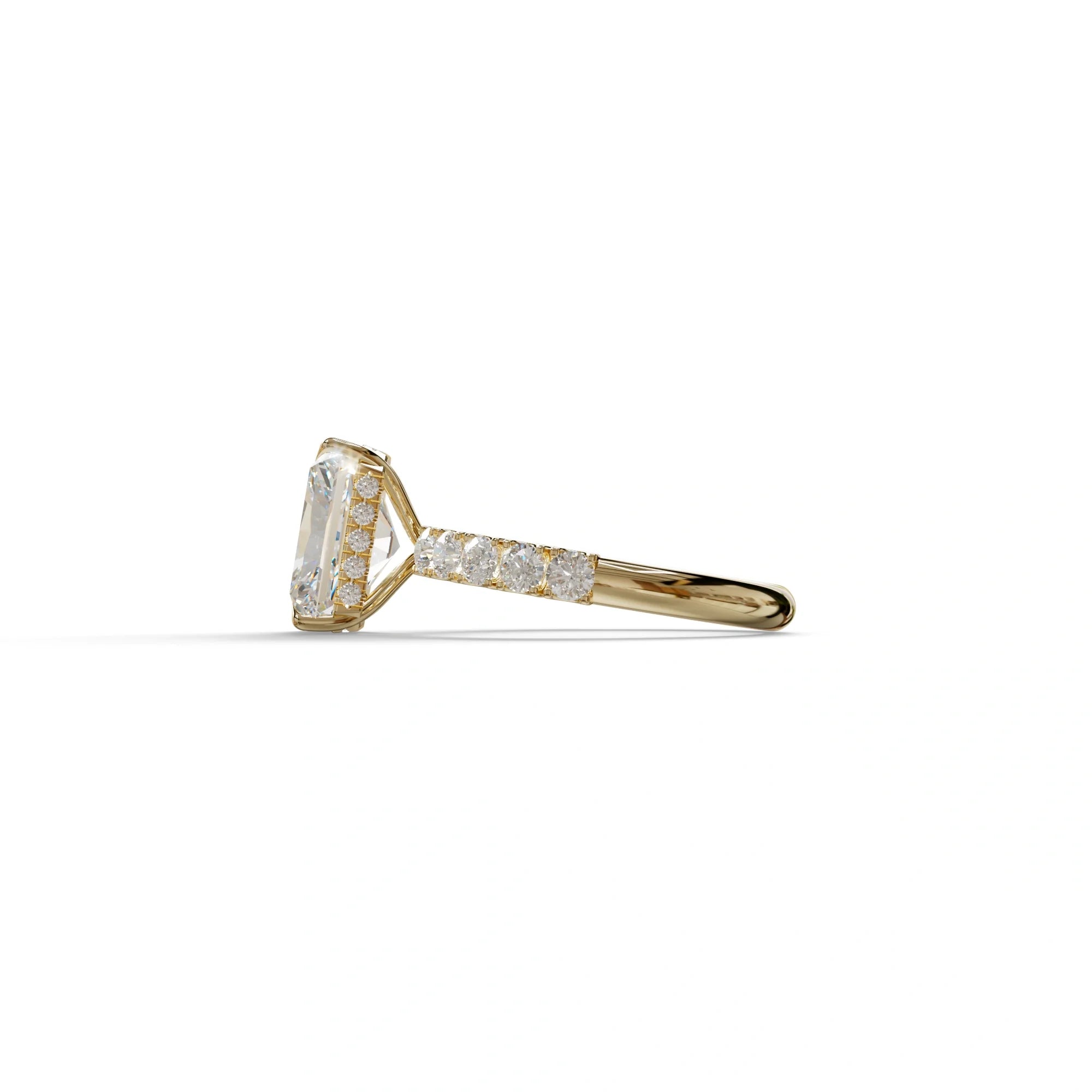 3 Carat E VVS lab Grown Diamond Engagement Ring | Pave & Hidden HaloDiamond Setting - Lace Bridge
