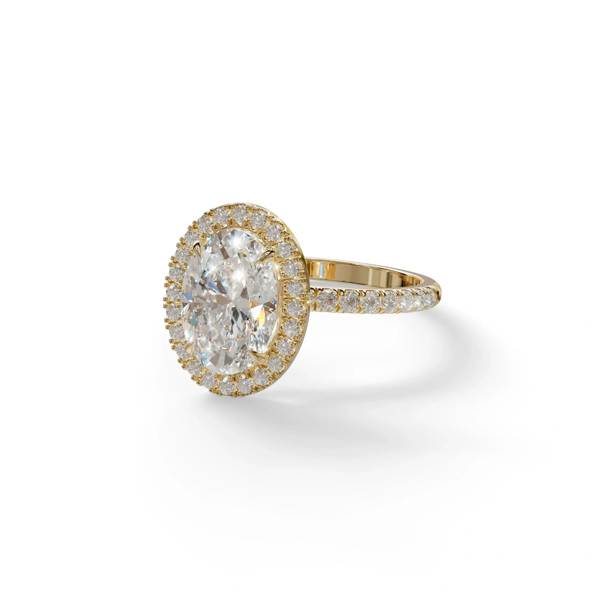 E-VVS Oval Cut Halo & Pave Lab Grown Diamond Engagement Ring - AnnaBella