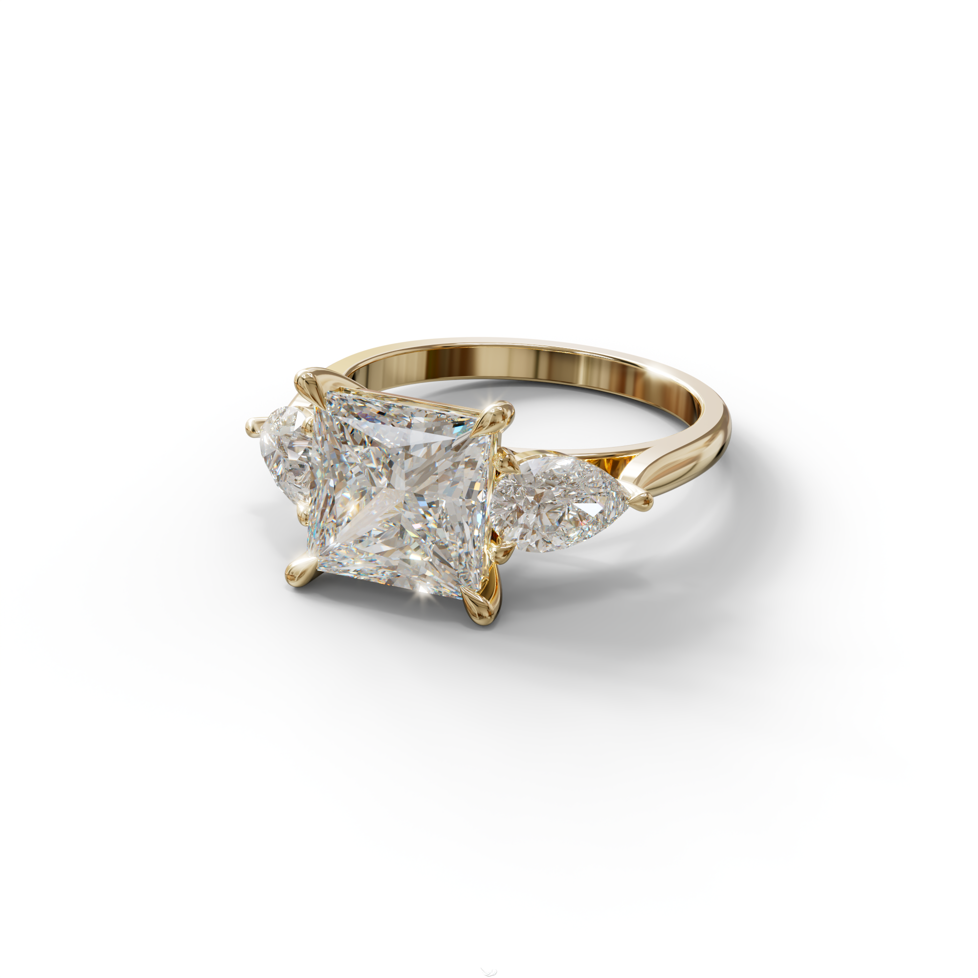3 Carat E/VVS Princess Cut Lab Diamond In 3 Stones Claw Prongs Setting Ring