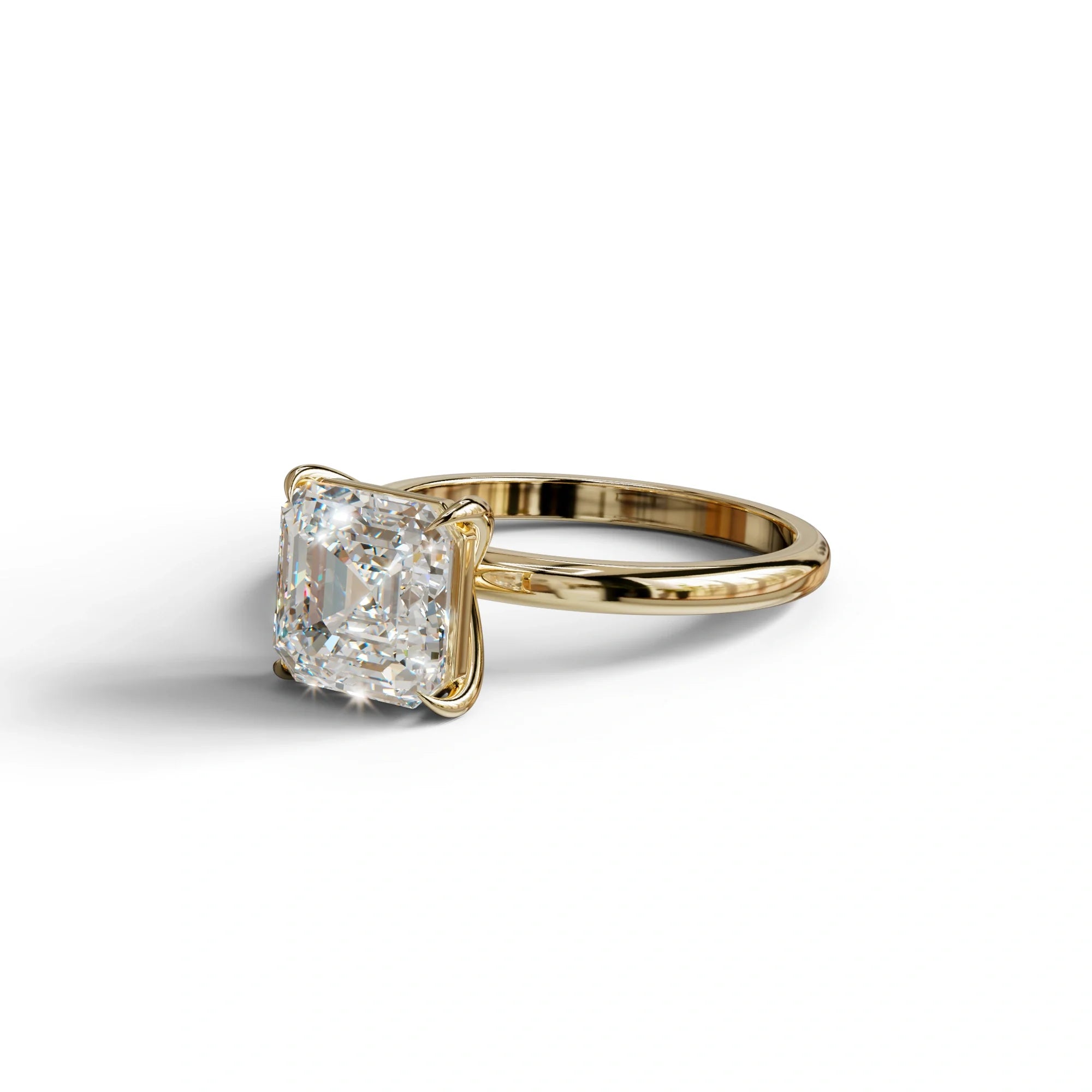 E VVS Asscher Cut Solitaire Lab Grown Diamond Engagement Ring - Fabriciana