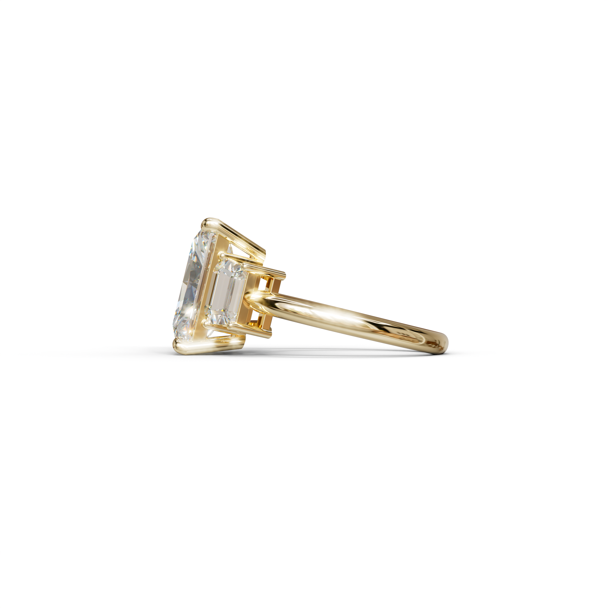 4 Carat Radiant & Trapezoid Three Stone Engagement Ring - Embrace