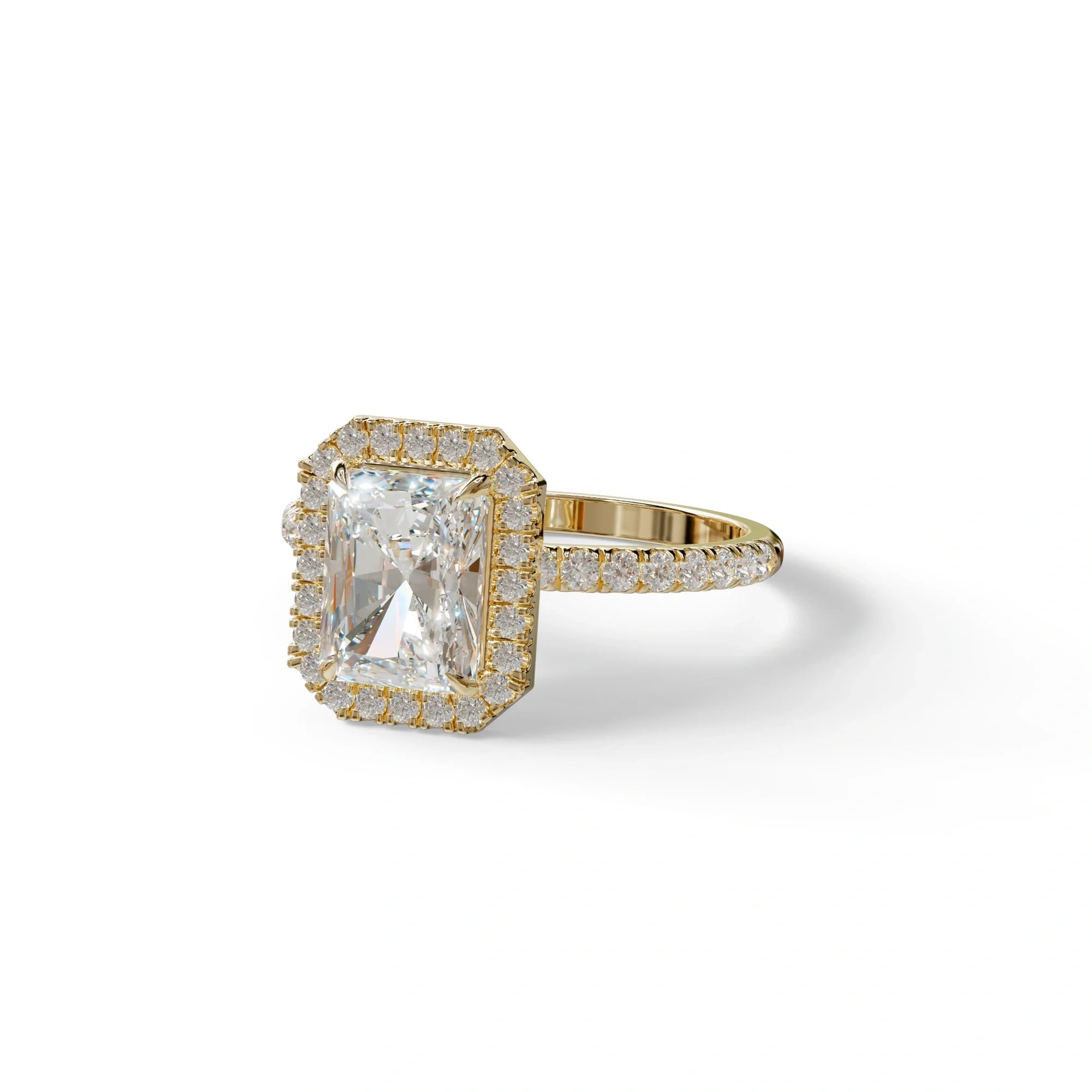 E-VVS Radiant Cut Halo & Pave Lab Grown Diamond Engagement Ring - Madison