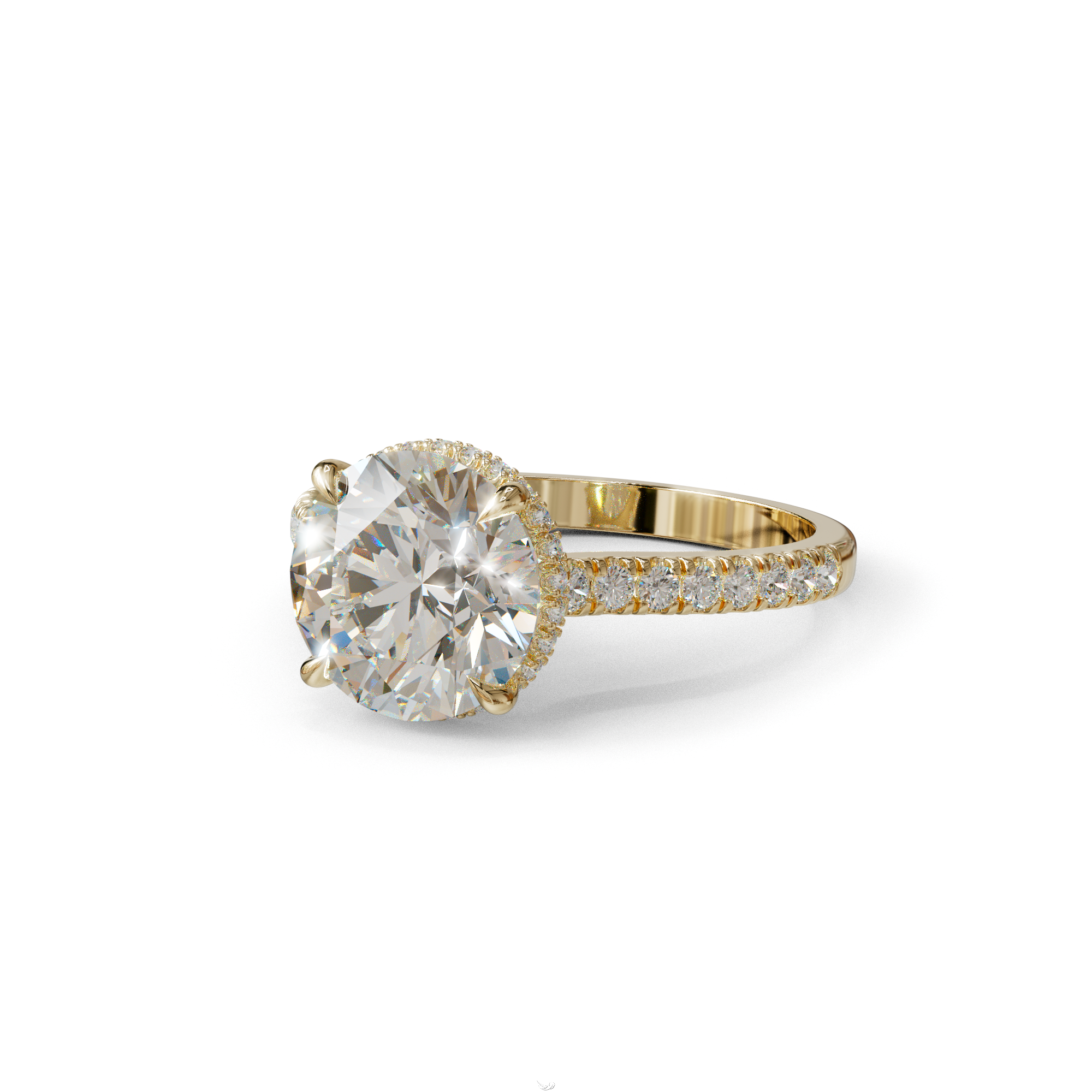3 Carat E/VVS Round Cut Hidden Halo & Pave Setting Lab Diamond Ring - Eblouissant