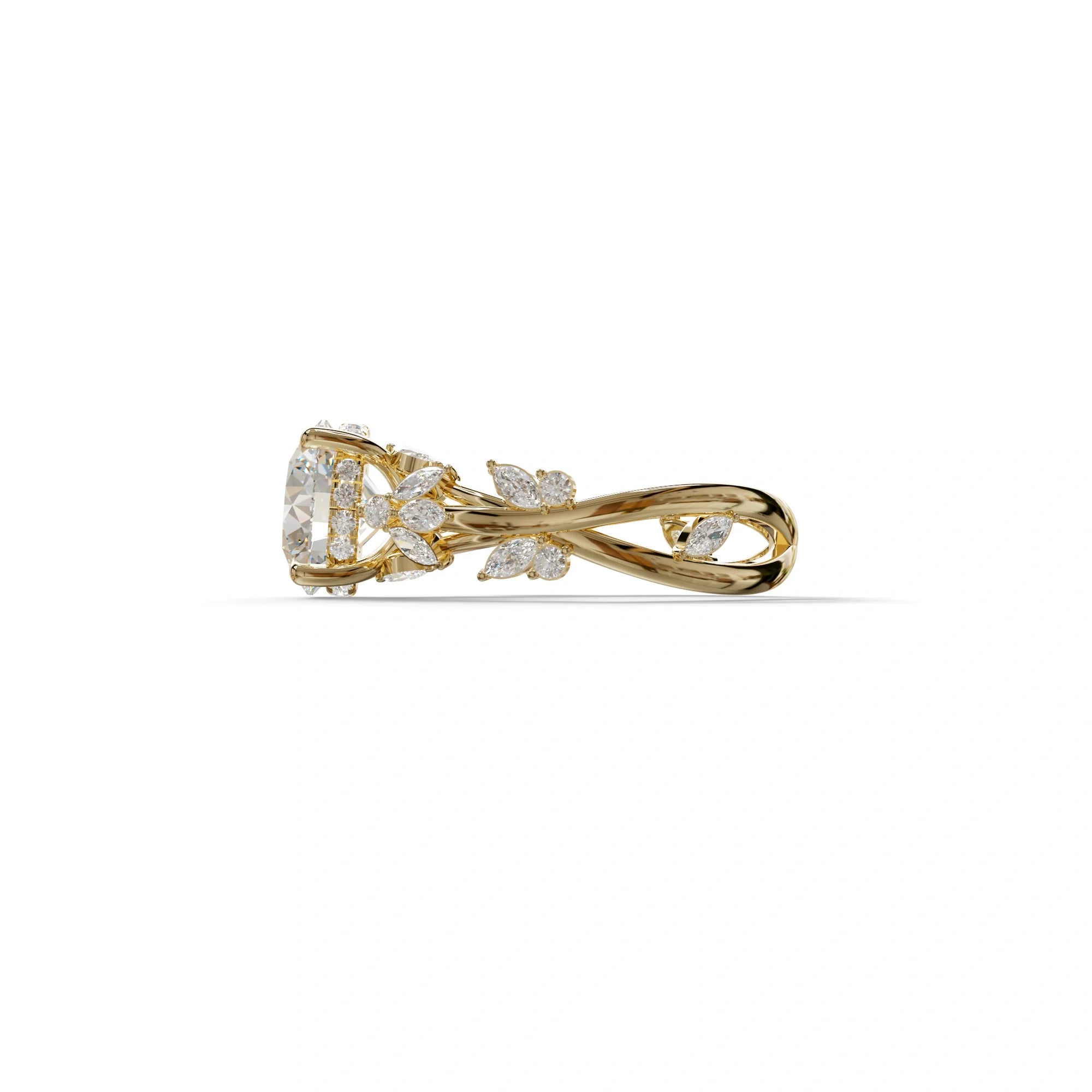 Natural Inspired 3 Carat Round Cut Lab Diamond Engagement Ring - Catalina