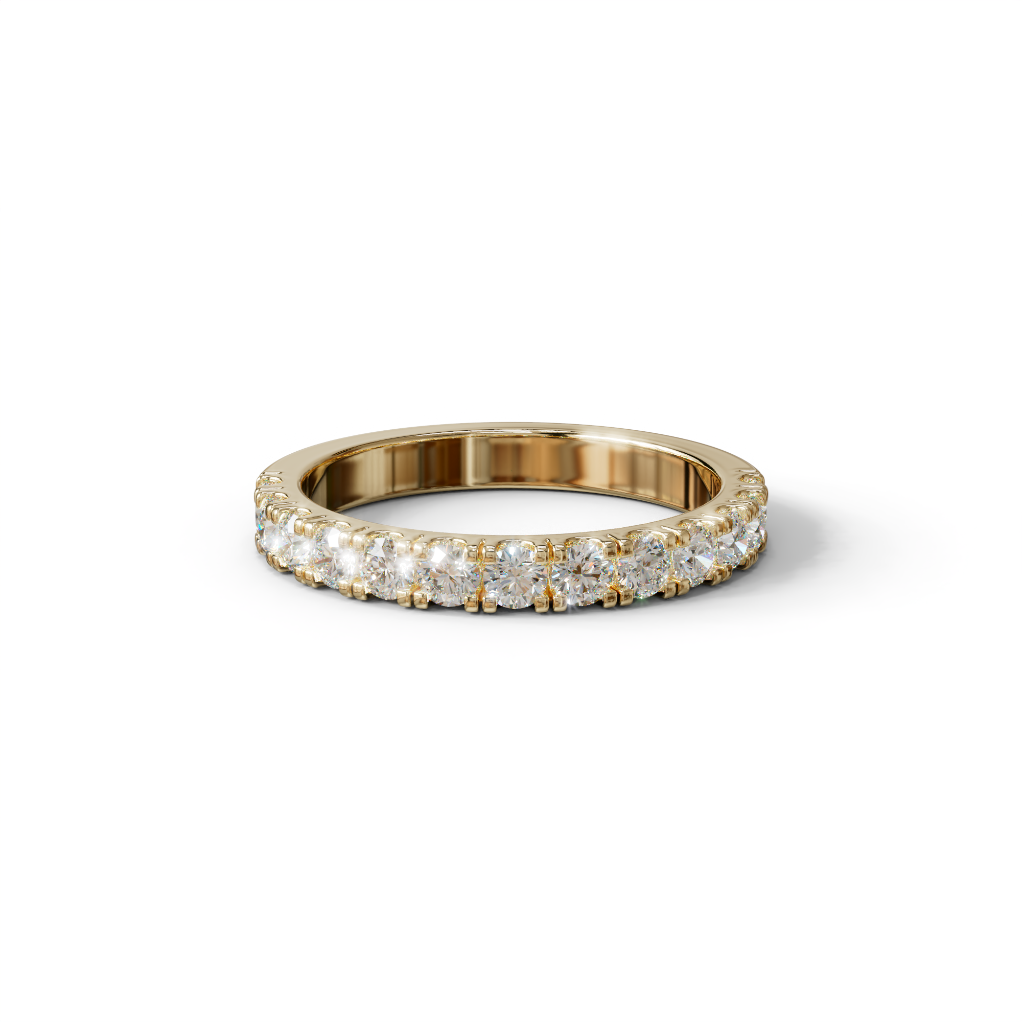 E/VVS Round Lab Grown Diamond Wedding Band - 13 Stone Pave Ring