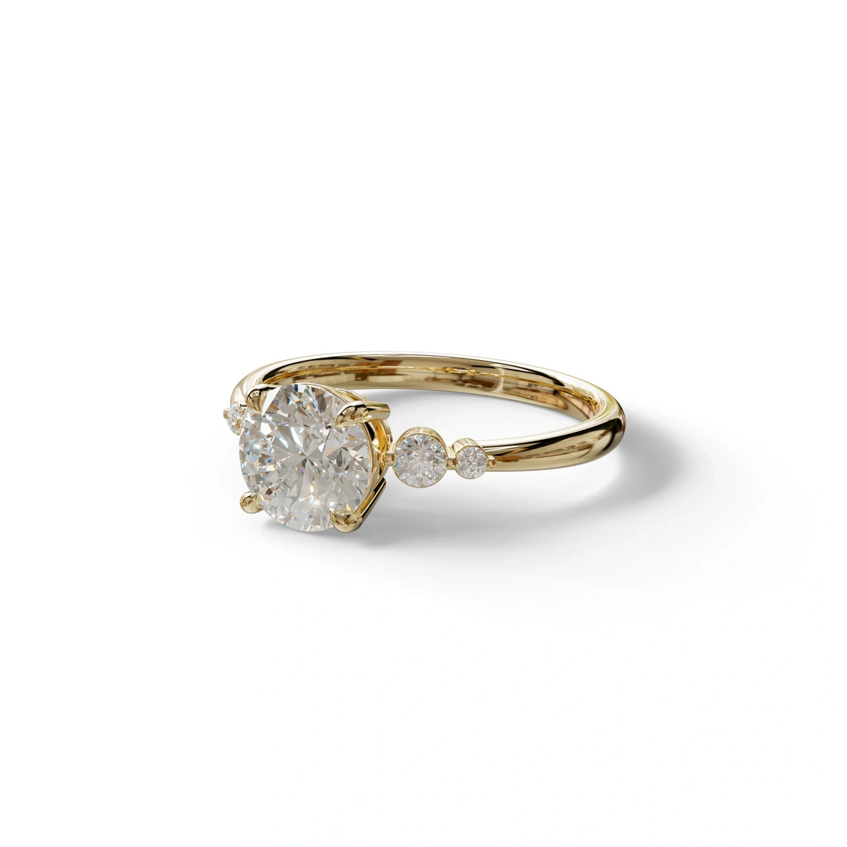 E-VVS Round Three Stone Lab Grown Diamond Engagement Ring - Romance