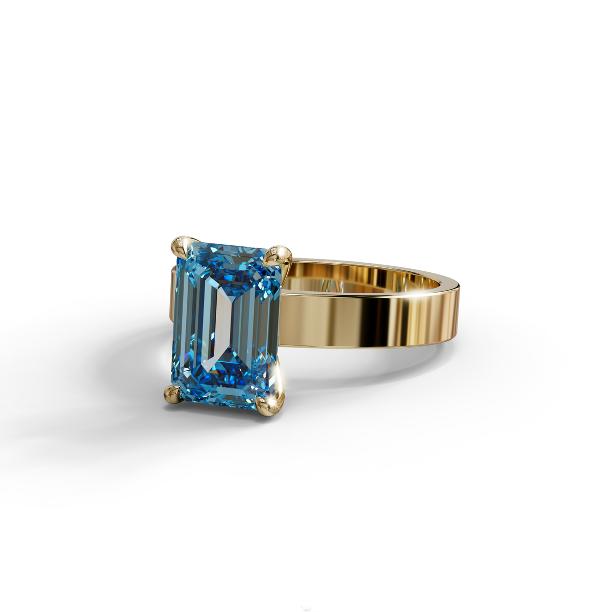 2 to 6 Carat Blue Lab Grown Diamond Engagement Ring – Emerald Cut Solitaire | Lami