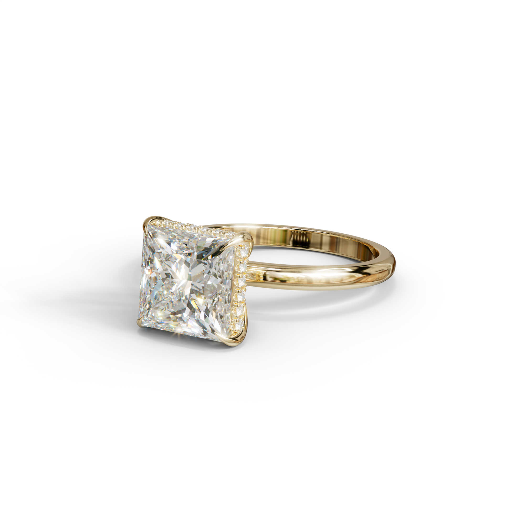 3 Carat E VVS Princess Cut Hidden Halo Lab Grown Diamond Engagement Ring