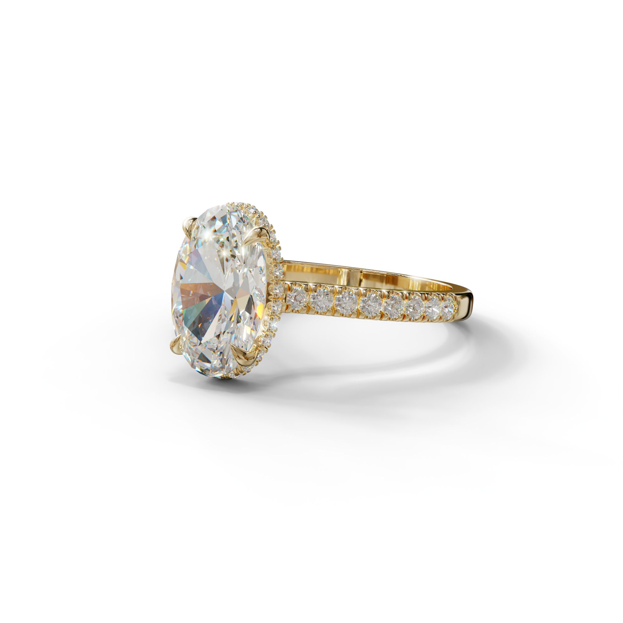 2.5 Carat E VVS Oval Hidden Halo & Pave Setting Lab Diamond Ring - Eblouissant