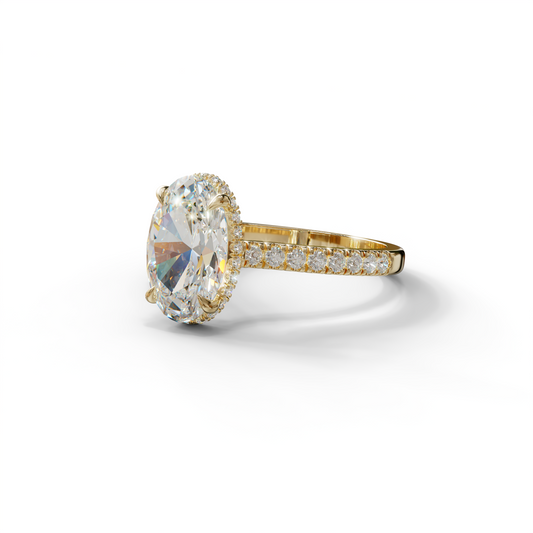 2.5 Carat E VVS Oval Hidden Halo & Pave Setting Lab Diamond Ring - Eblouissant