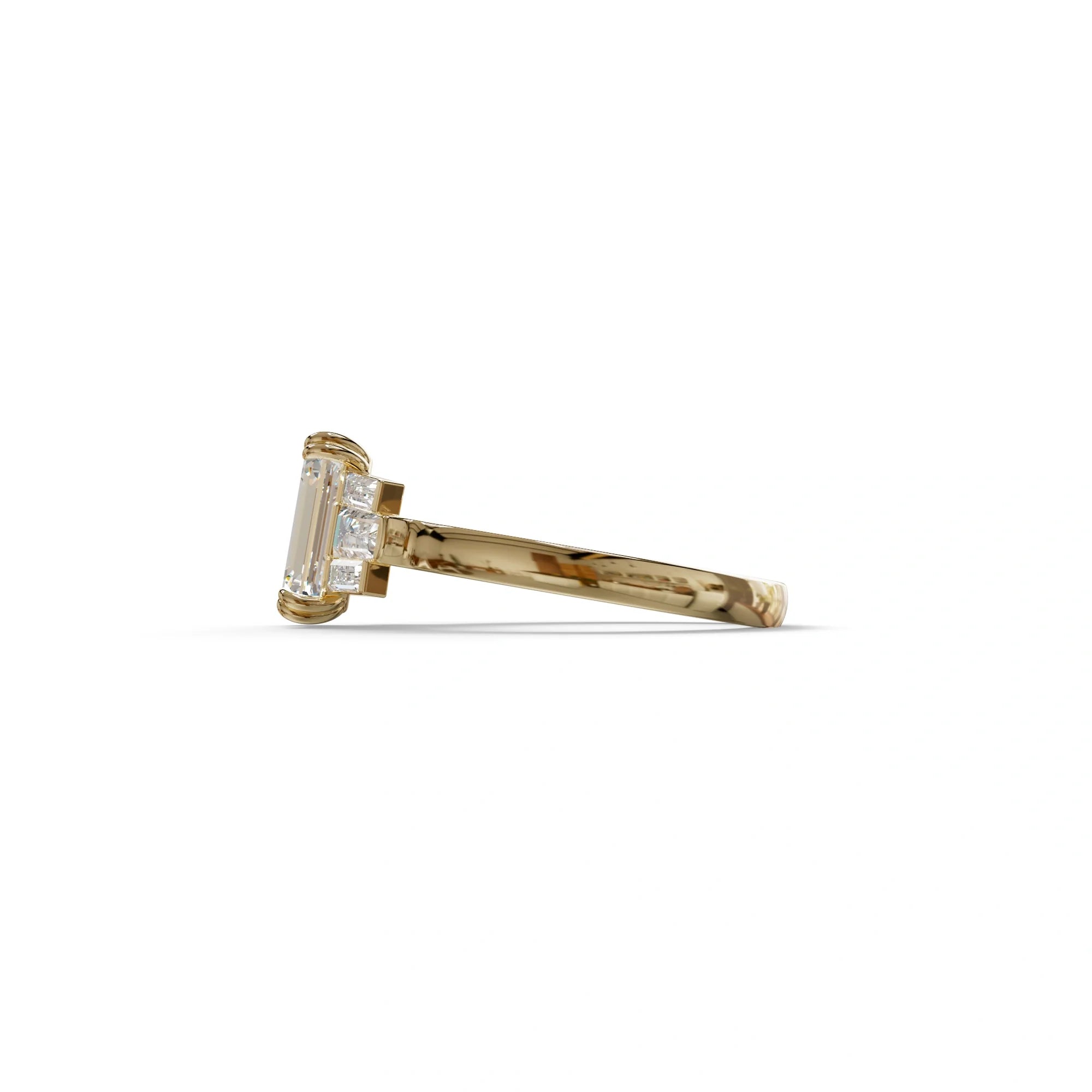 3 Carat Emerald Cut Lab Grown Diamond Engagement Ring - Leela