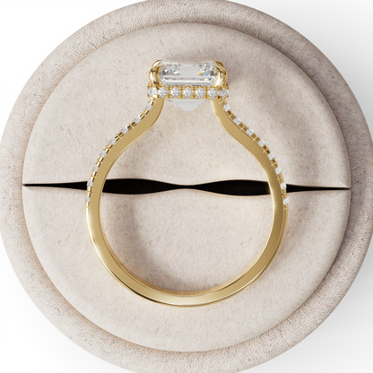 2.5 Ct E/VVS Emerald Cut Lab Diamond In Hidden Halo & Pave Setting Ring - Siena