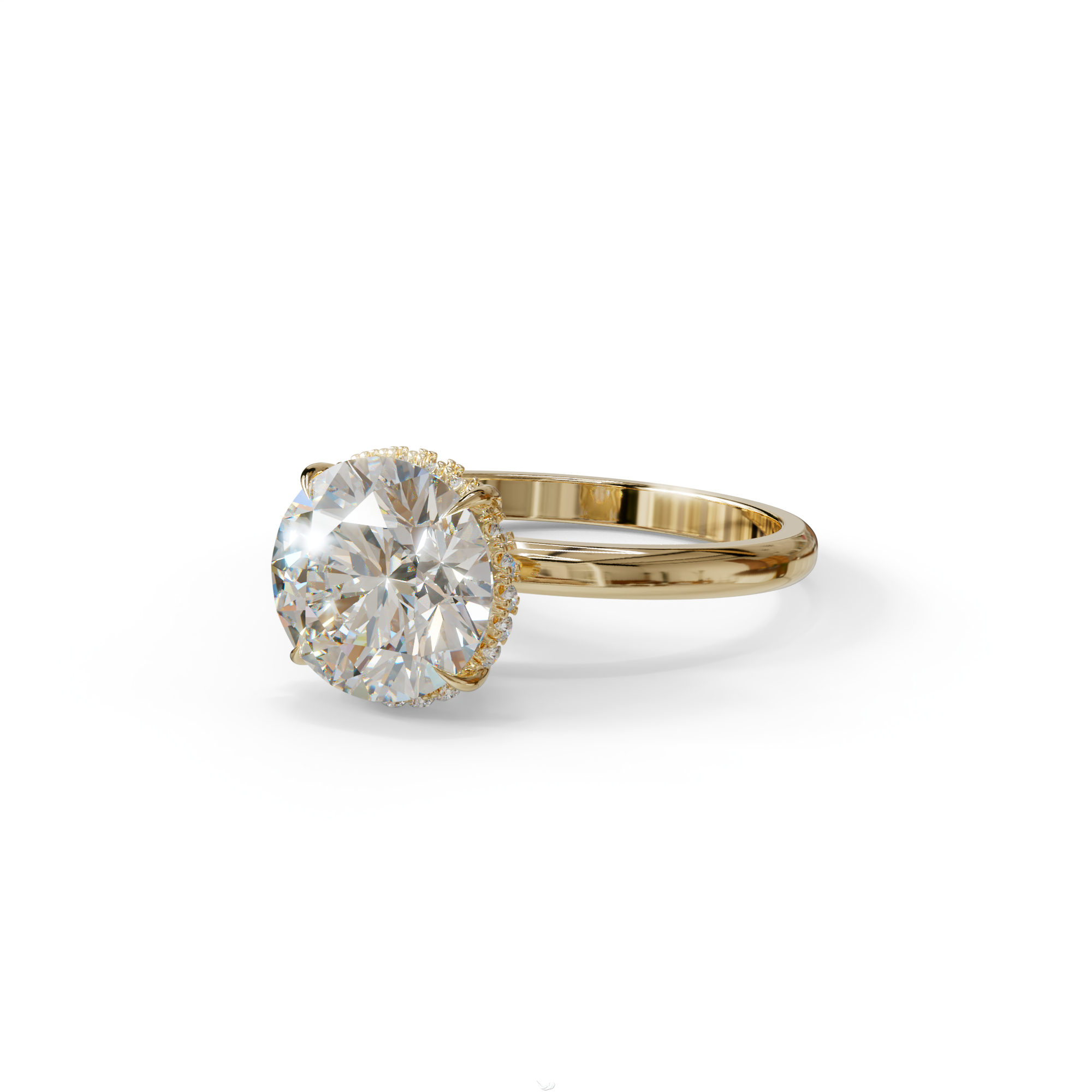 3 Carat E-VVS Round Hidden Halo Lab Diamond Ring