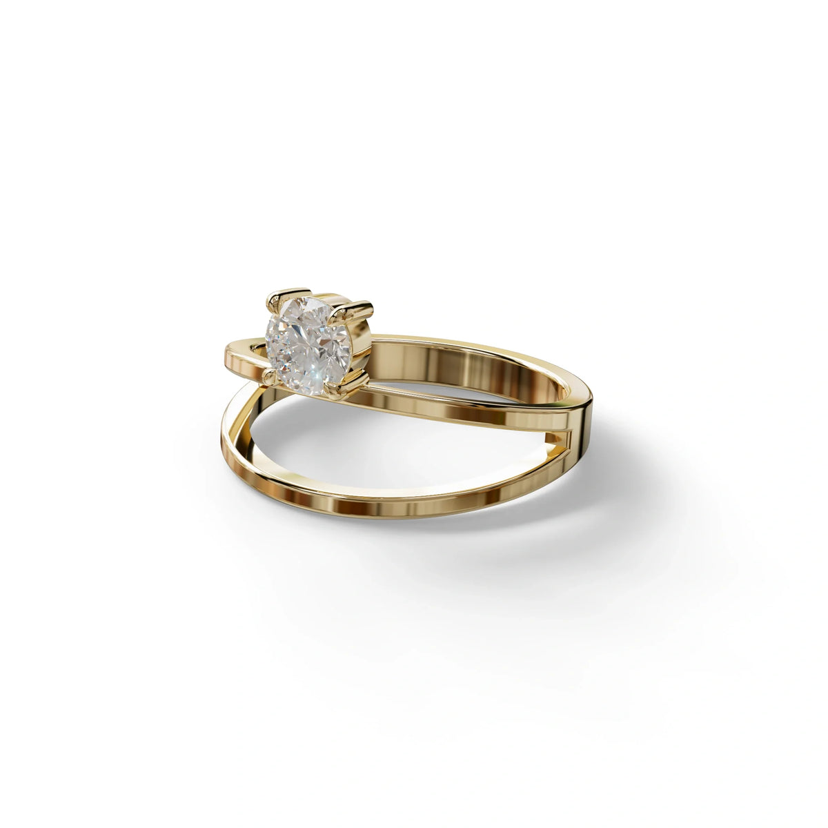 E VVS Round Brilliant Solitaire Engagement Ring with a split‑shank Band - Auric Grace