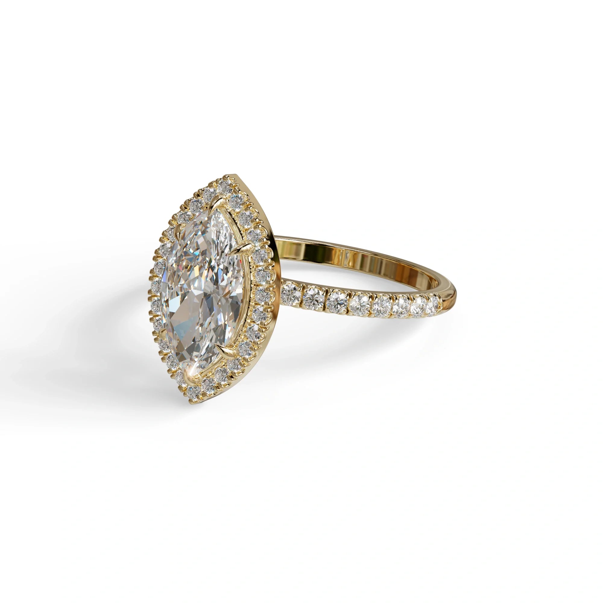 E-VVS Marquise Cut Halo & Pave Lab Grown Diamond Engagement Ring - Simplicity