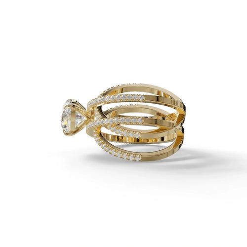 1.5 Carat Round Cut Criss Cross Lab Diamond Ring - Elegant