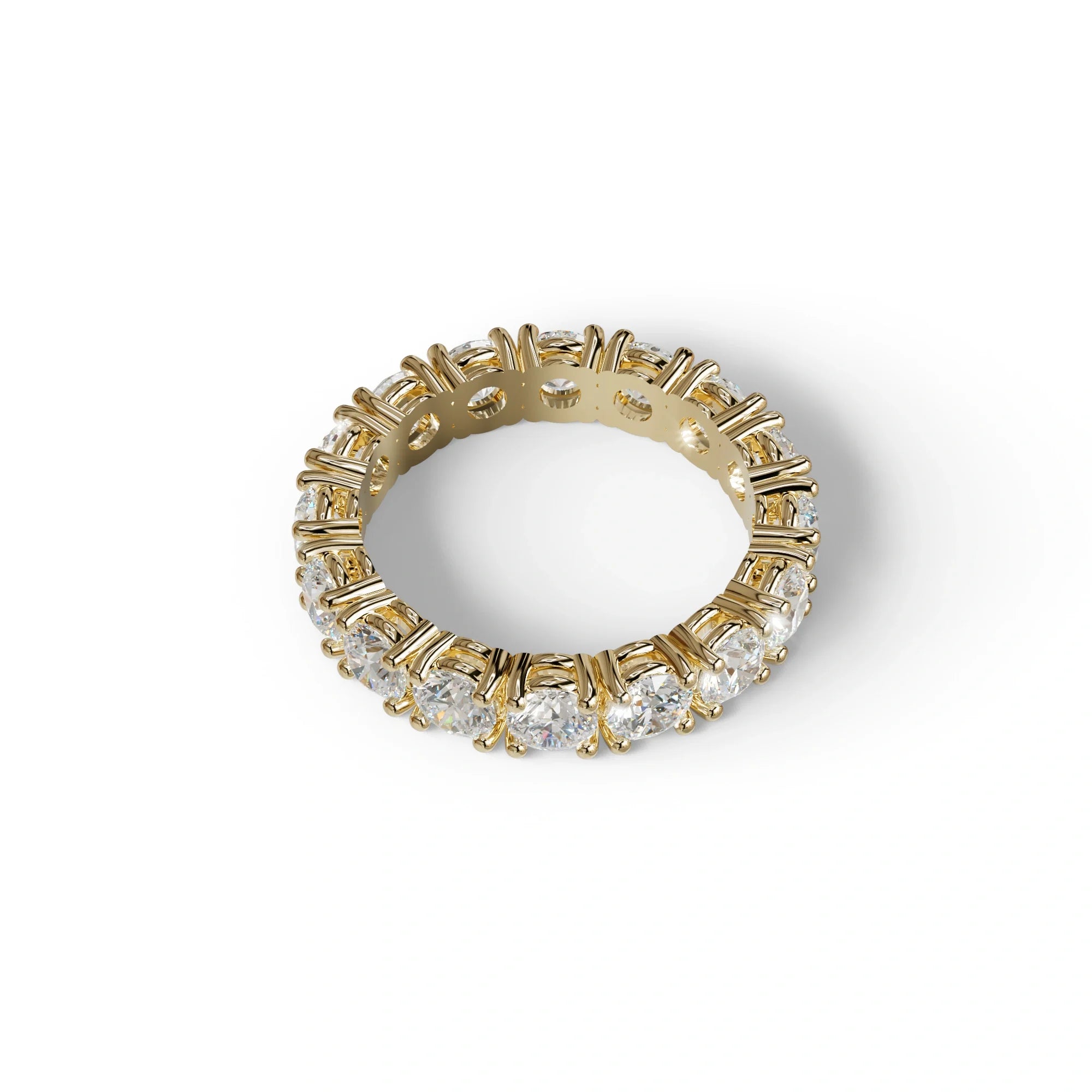 E VVS 5 Carat Round Full Eternity Lab Diamond Band - Prong Setting