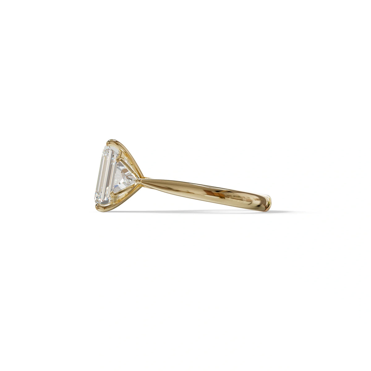 3Ct Emerald Cut Lab Grown Diamond Three stone Engagement Ring - Polaris