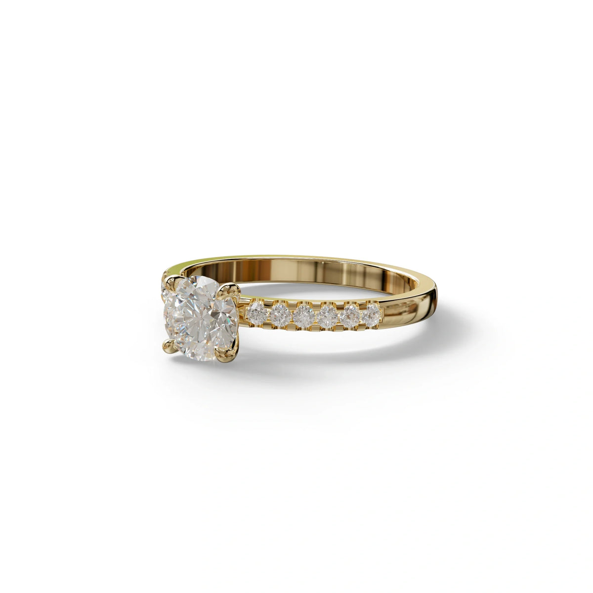 E VVS Round Pave Set Minimalist Engagement Ring - Nova Signature