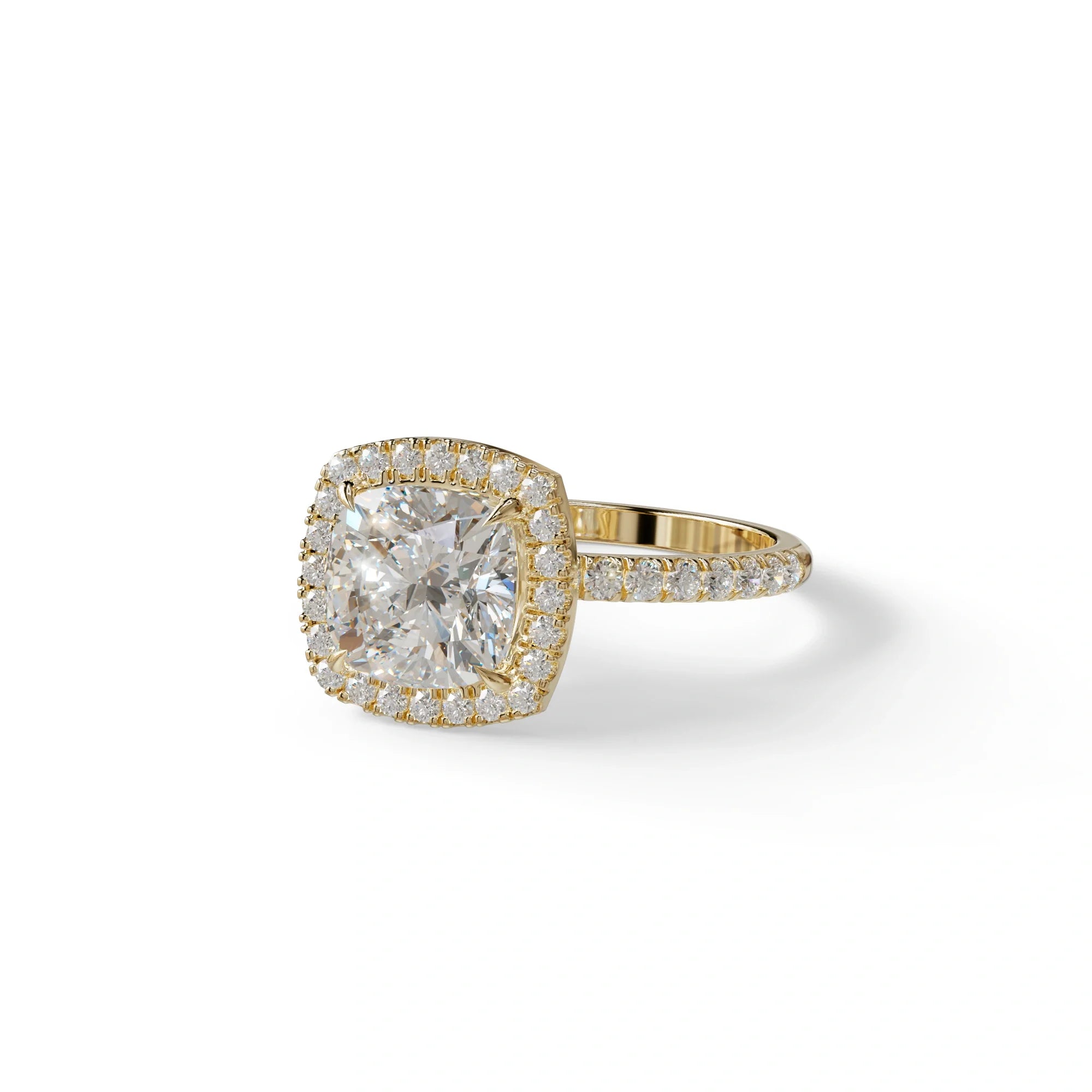 E-VVS Cushion Cut Halo & Pave Lab Grown Diamond Engagement Ring - Rosa
