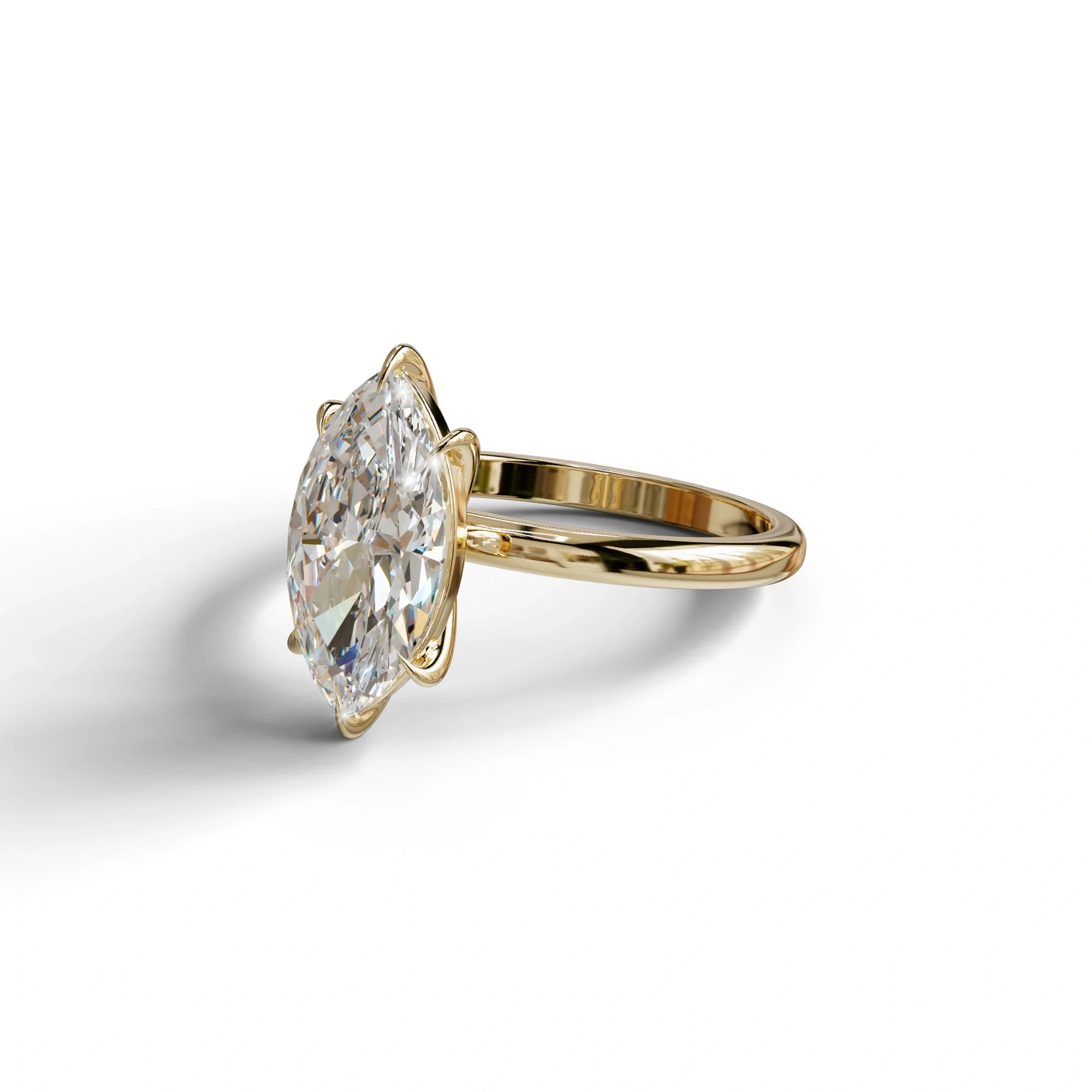 E VVS Marquise Cut Solitaire Lab Grown Diamond Engagement Ring - Celestina