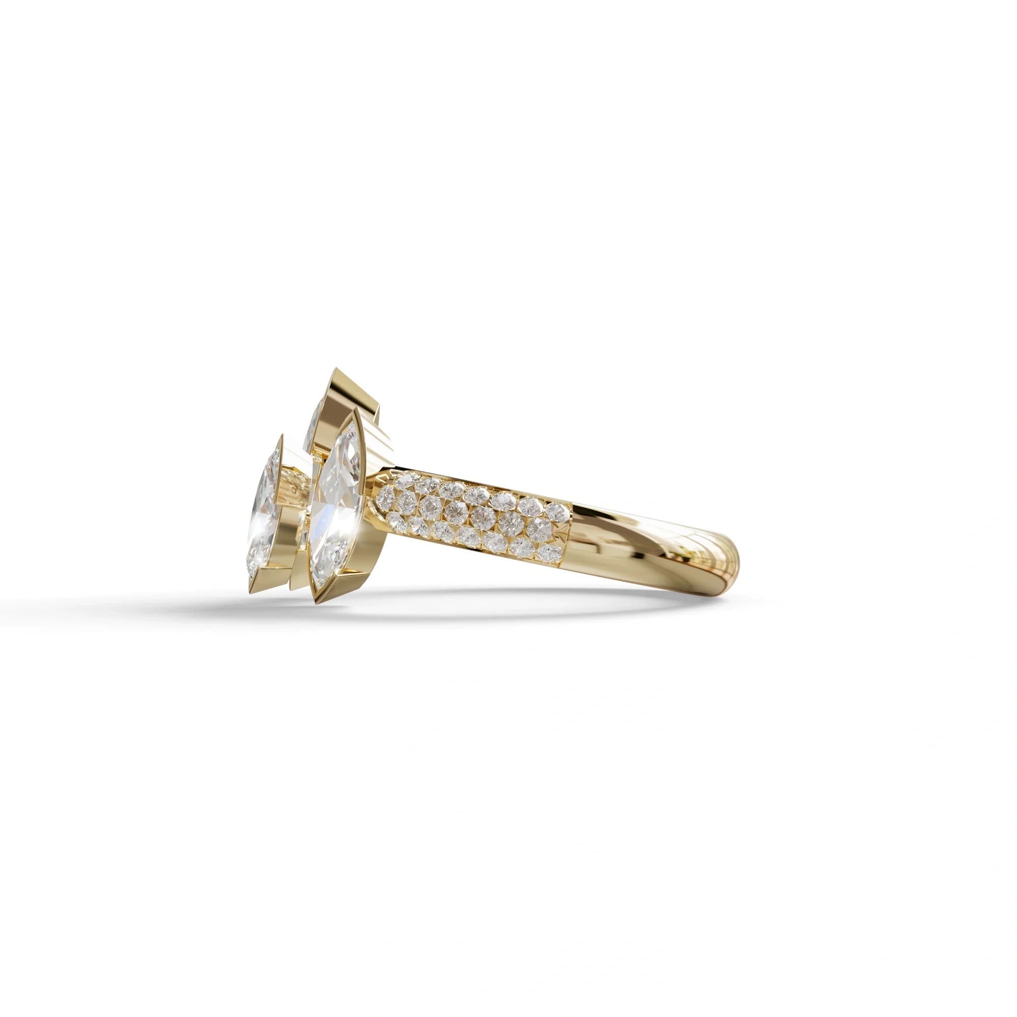 3 Stone 5 Carat E-VVS Marquise Cut Lab Diamond Ring - Dutch